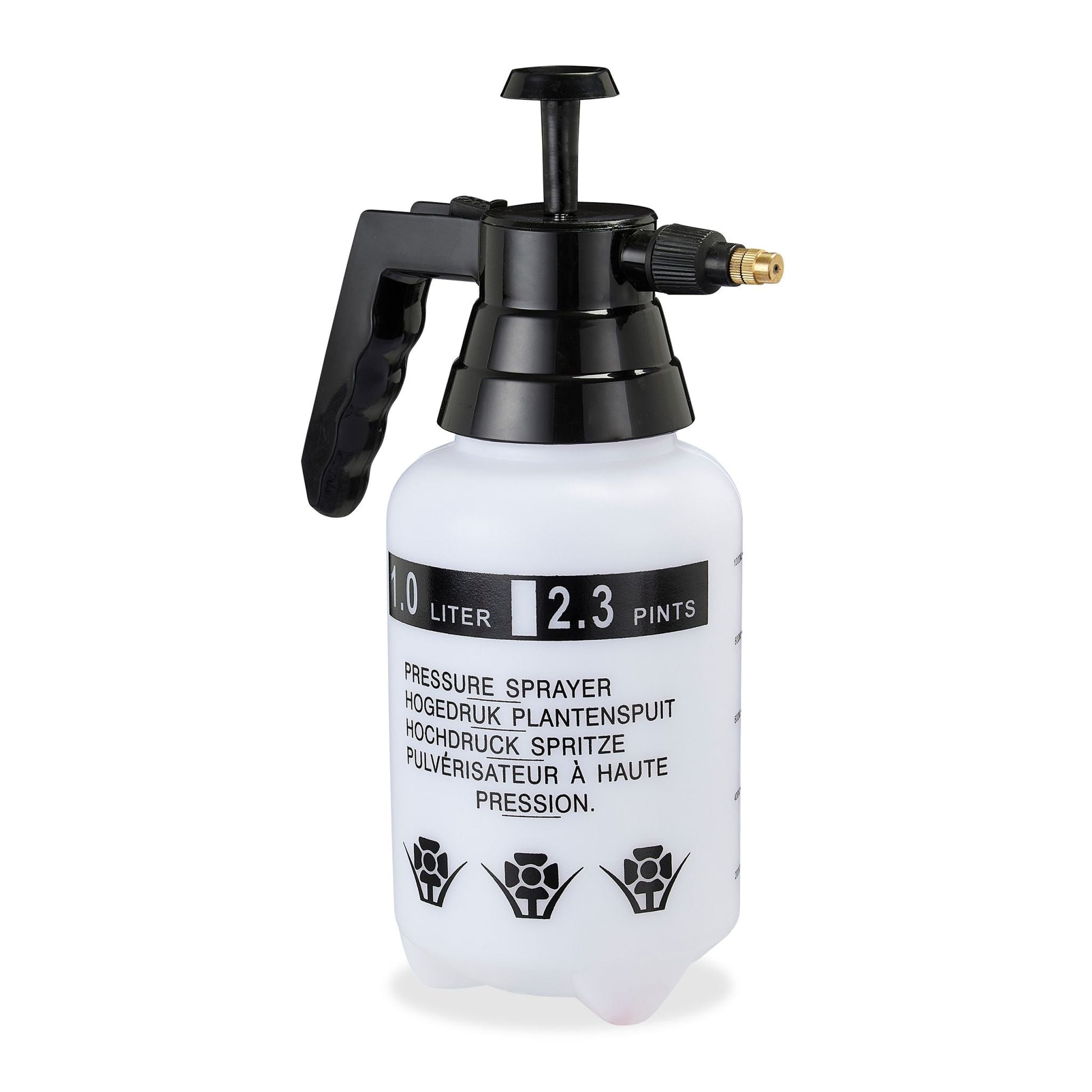 Pumpsprühflasche 1 Liter Weiss-Schwarz von Relaxdays