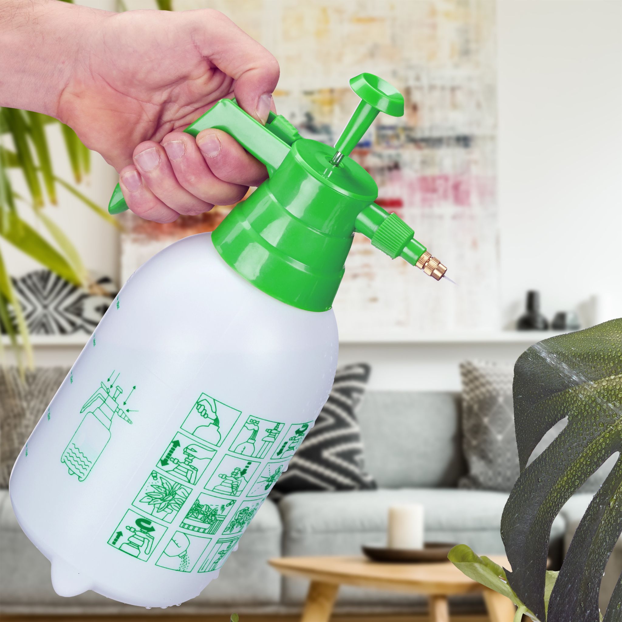 Pumpsprühflasche 2 Liter Weiss-Grün von Relaxdays
