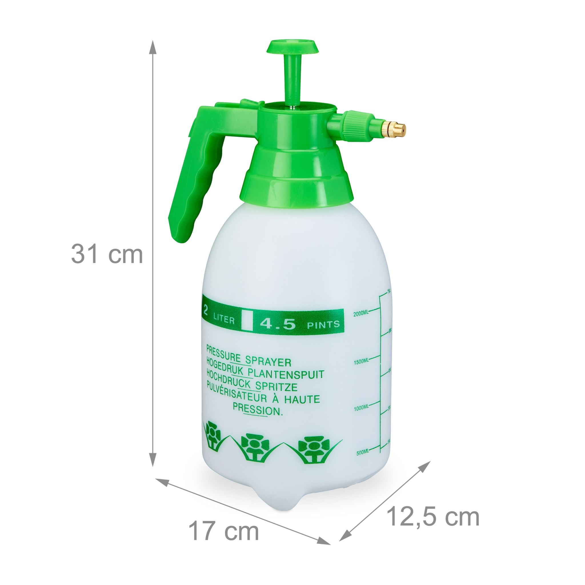 Pumpsprühflasche 2 Liter Weiss-Grün von Relaxdays