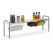 Spülbeckenregal mit Küchenrollenhalter Weiss-Silber von Relaxdays