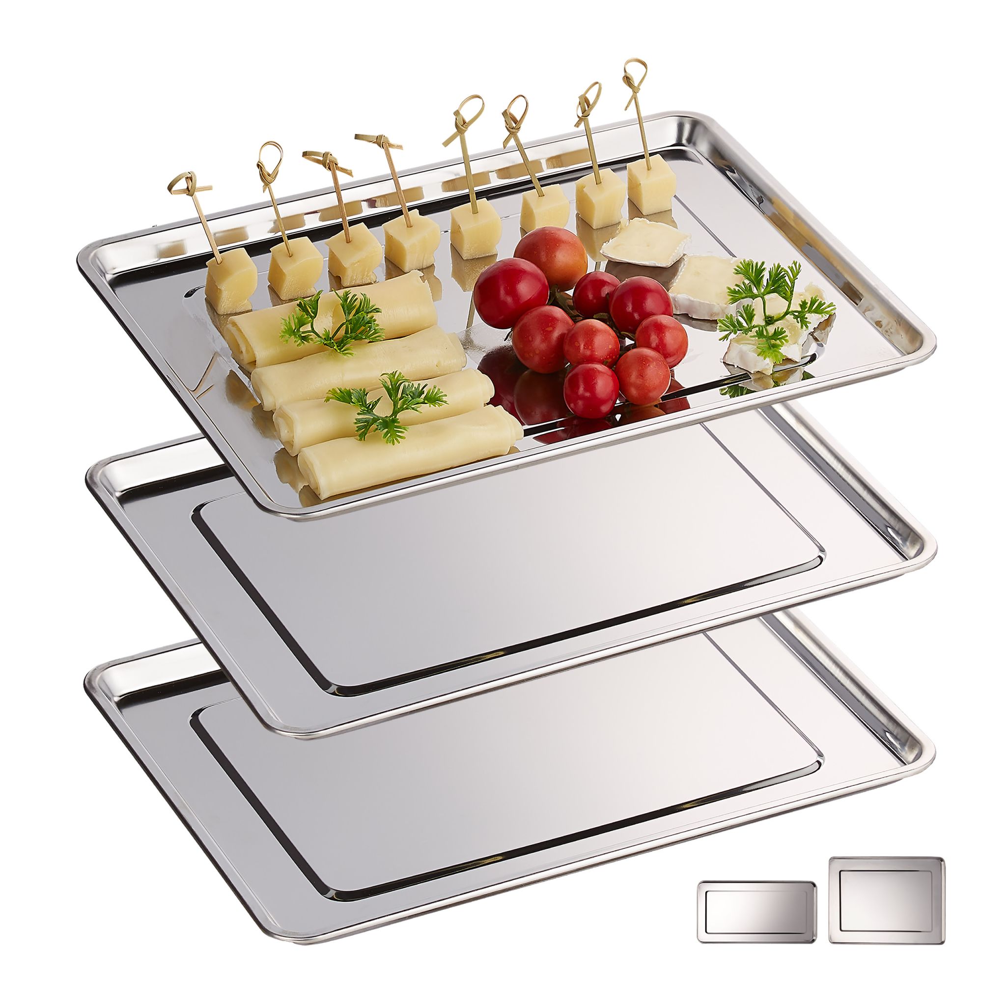 Servierplatte 3er-Set Silber von Relaxdays