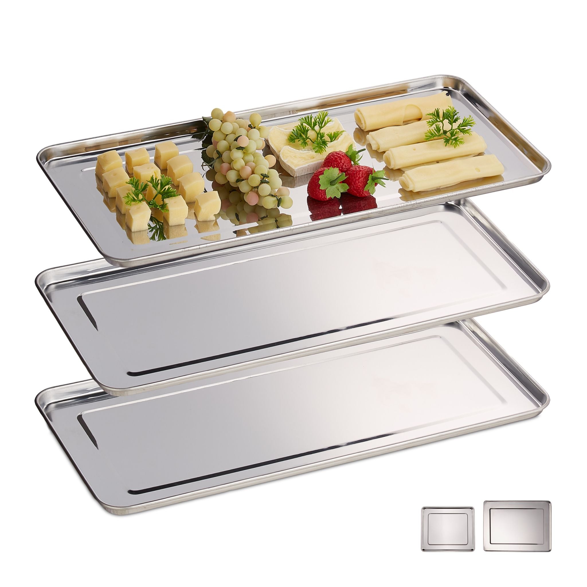 Servierplatte 3er-Set Silber von Relaxdays