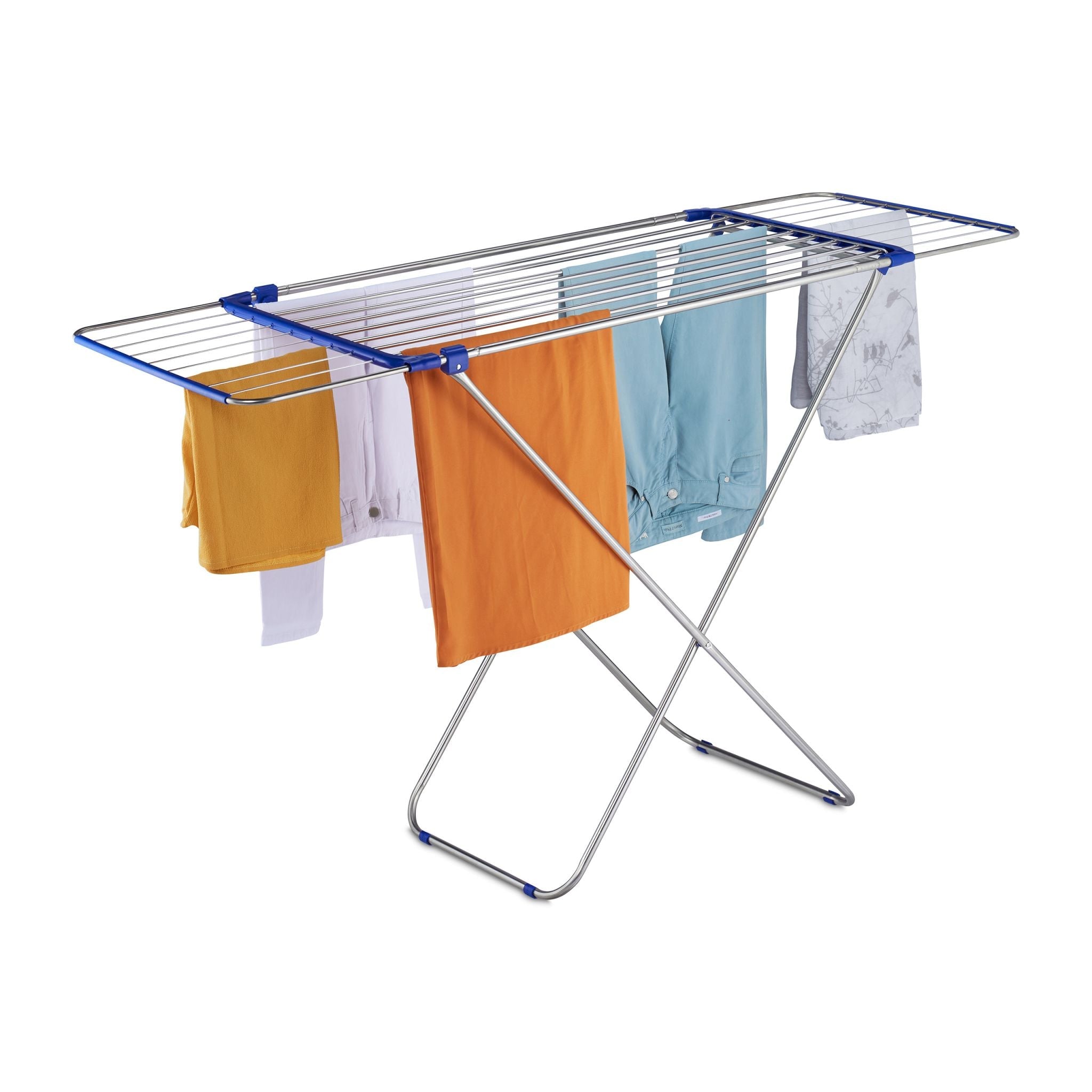 Ausziehbarer Wäscheständer Edelstahl Blau-Silber von Relaxdays