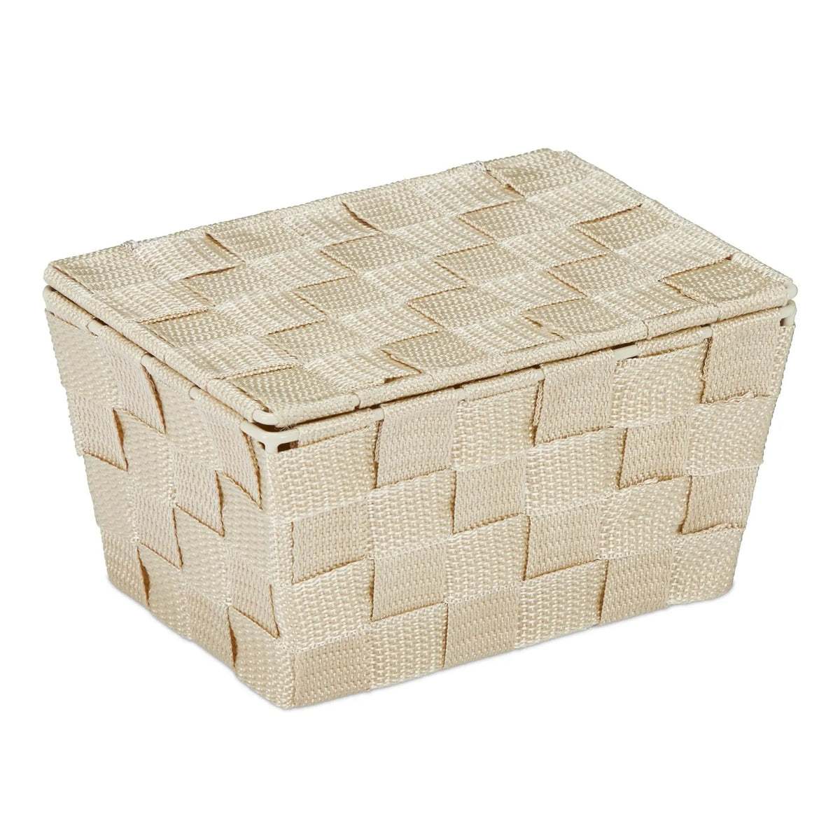 Aufbewahrungskorb mit Deckel Beige von Relaxdays