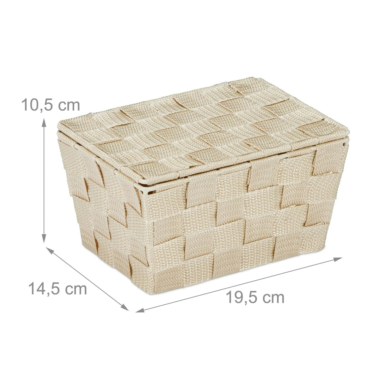 Aufbewahrungskorb mit Deckel Beige von Relaxdays