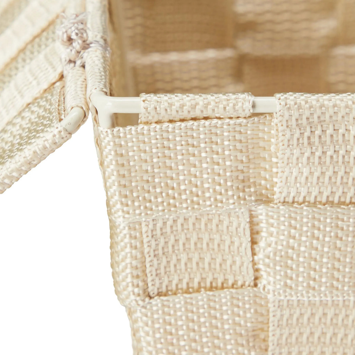 Aufbewahrungskorb mit Deckel Beige von Relaxdays