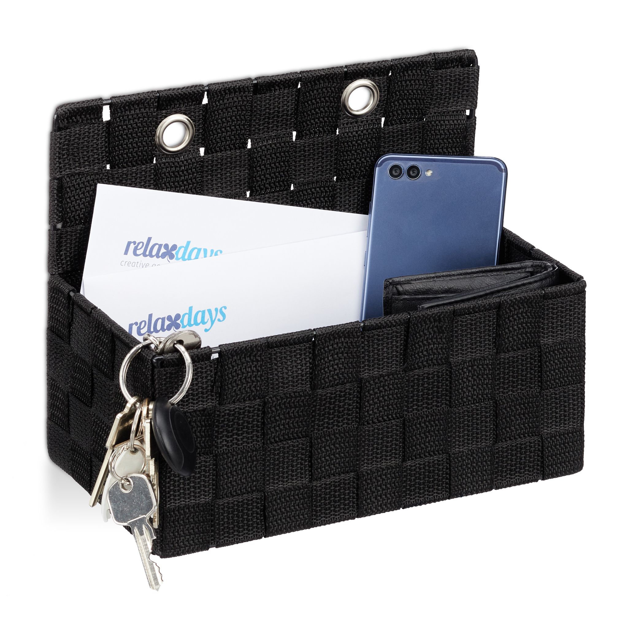 Aufbewahrungskorb hängend Schwarz von Relaxdays