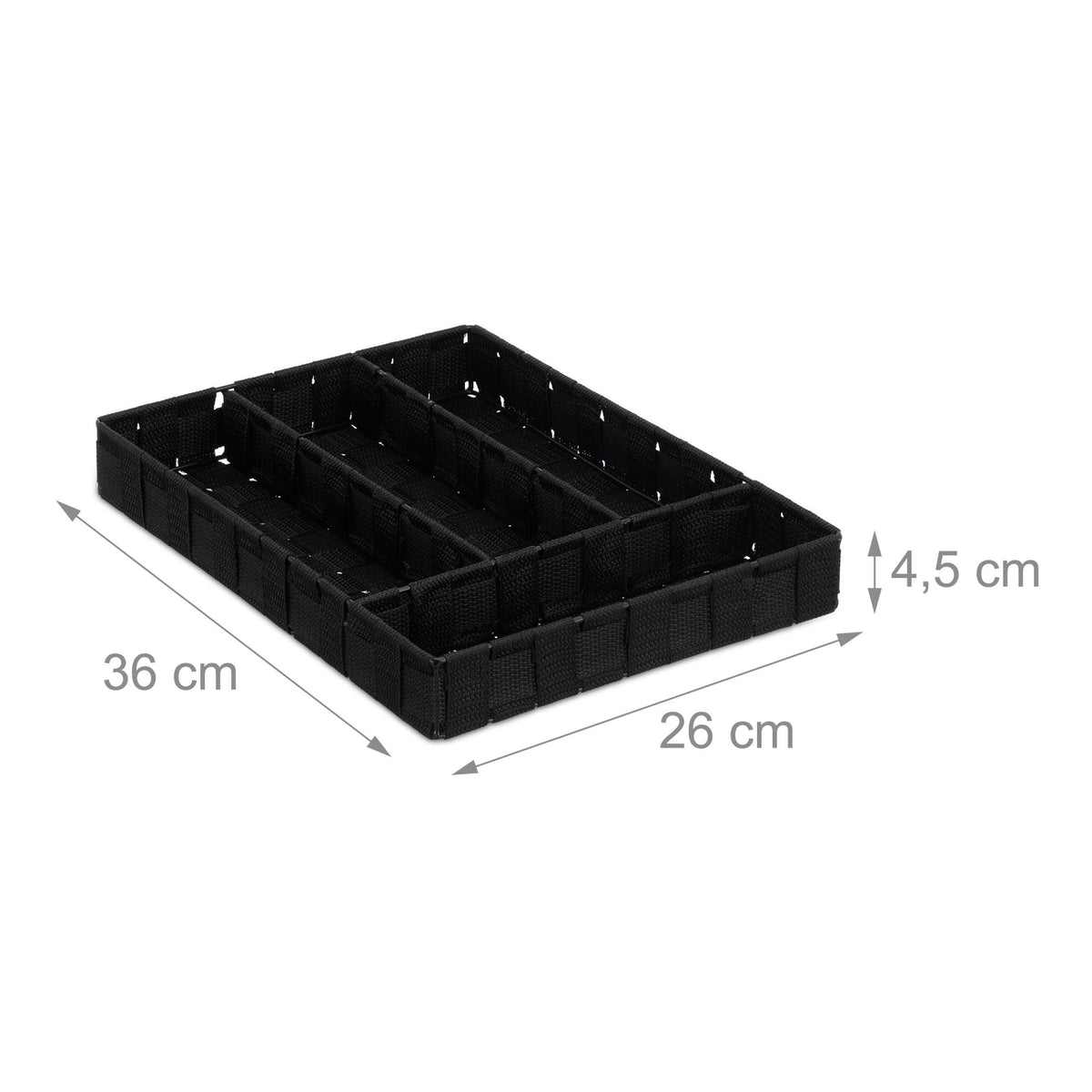 Besteckkasten 4 Fächer Schwarz von Relaxdays