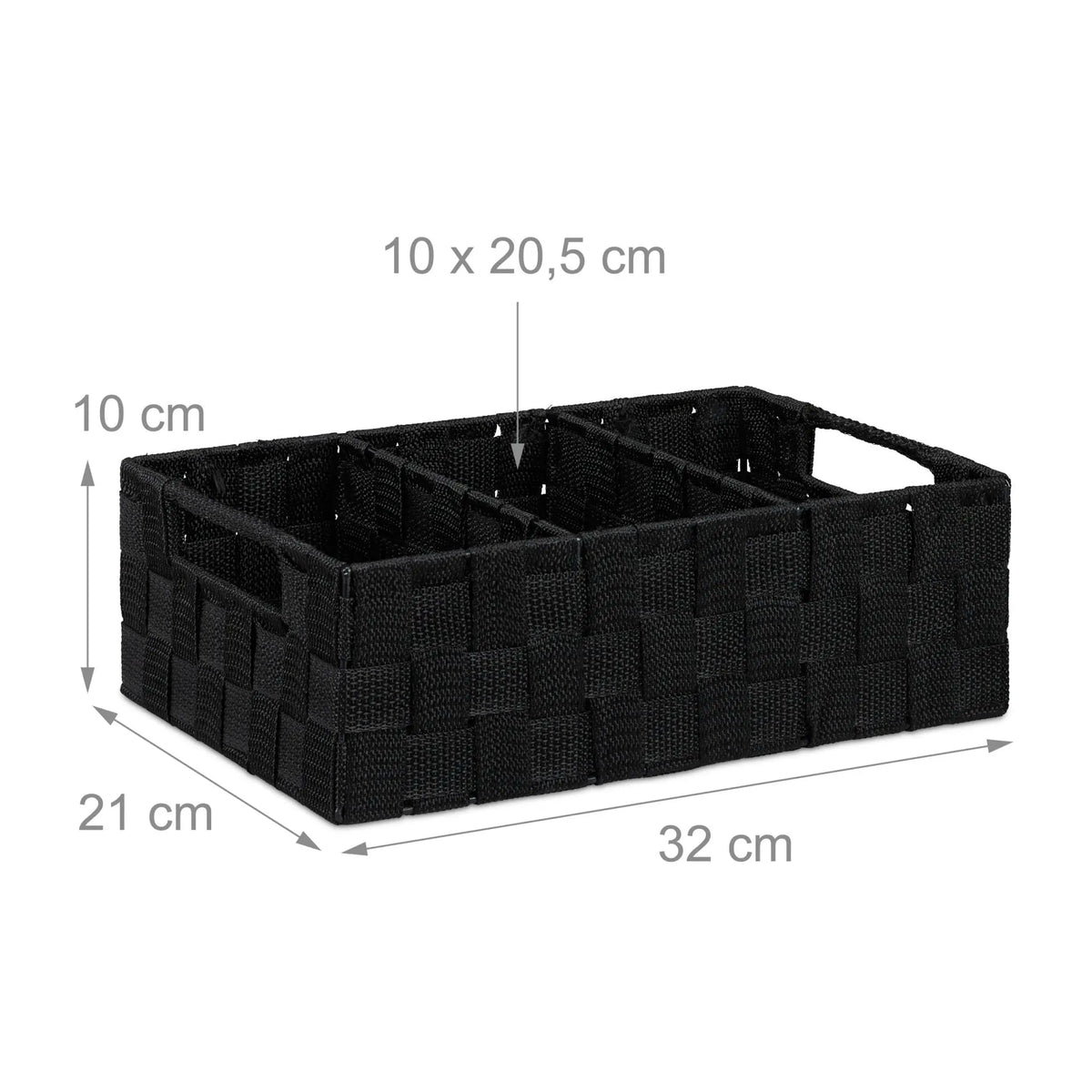 Aufbewahrungskorb mit Fächern Schwarz von Relaxdays