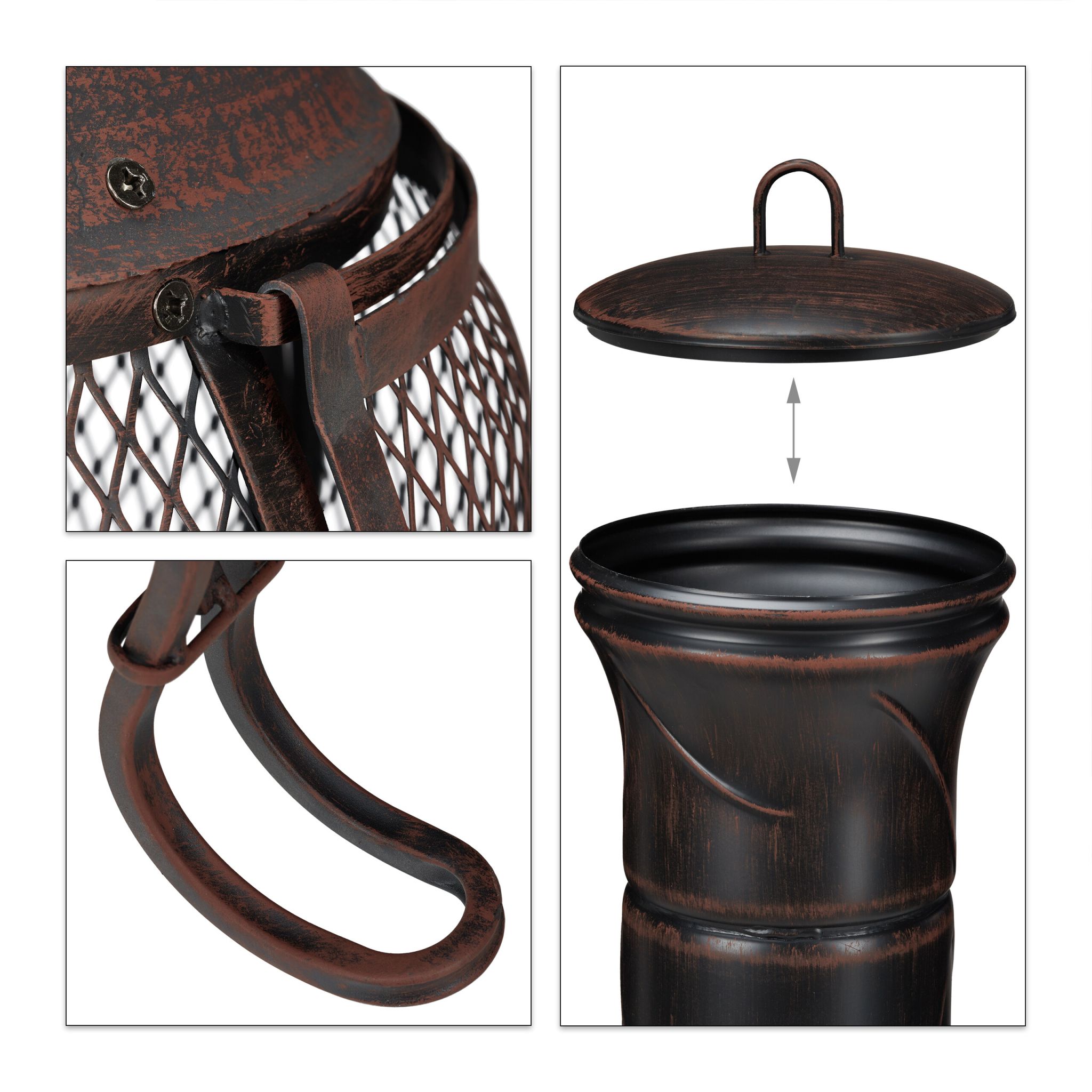 Aztekenofen für Garten rot-bronze Braun-Rot