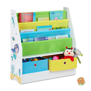 Kinderregal mit 2 Boxen & 3 Hängefächern Weiss-Grün-Hellblau von Relaxdays