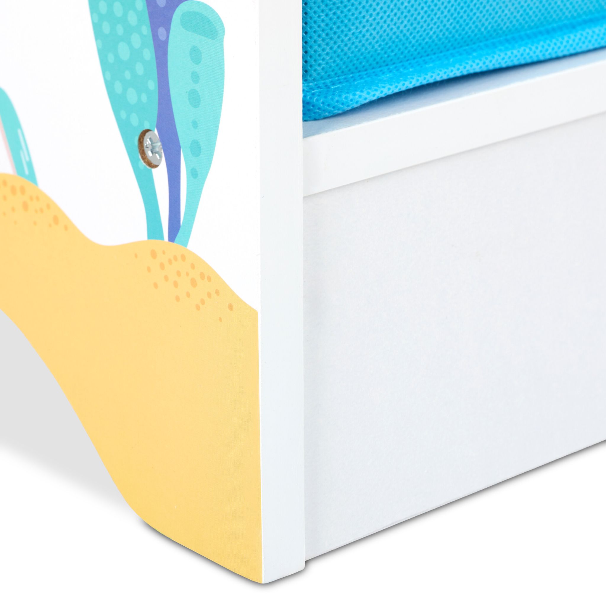 Kinderregal mit 2 Boxen & 3 Hängefächern Weiss-Grün-Hellblau von Relaxdays