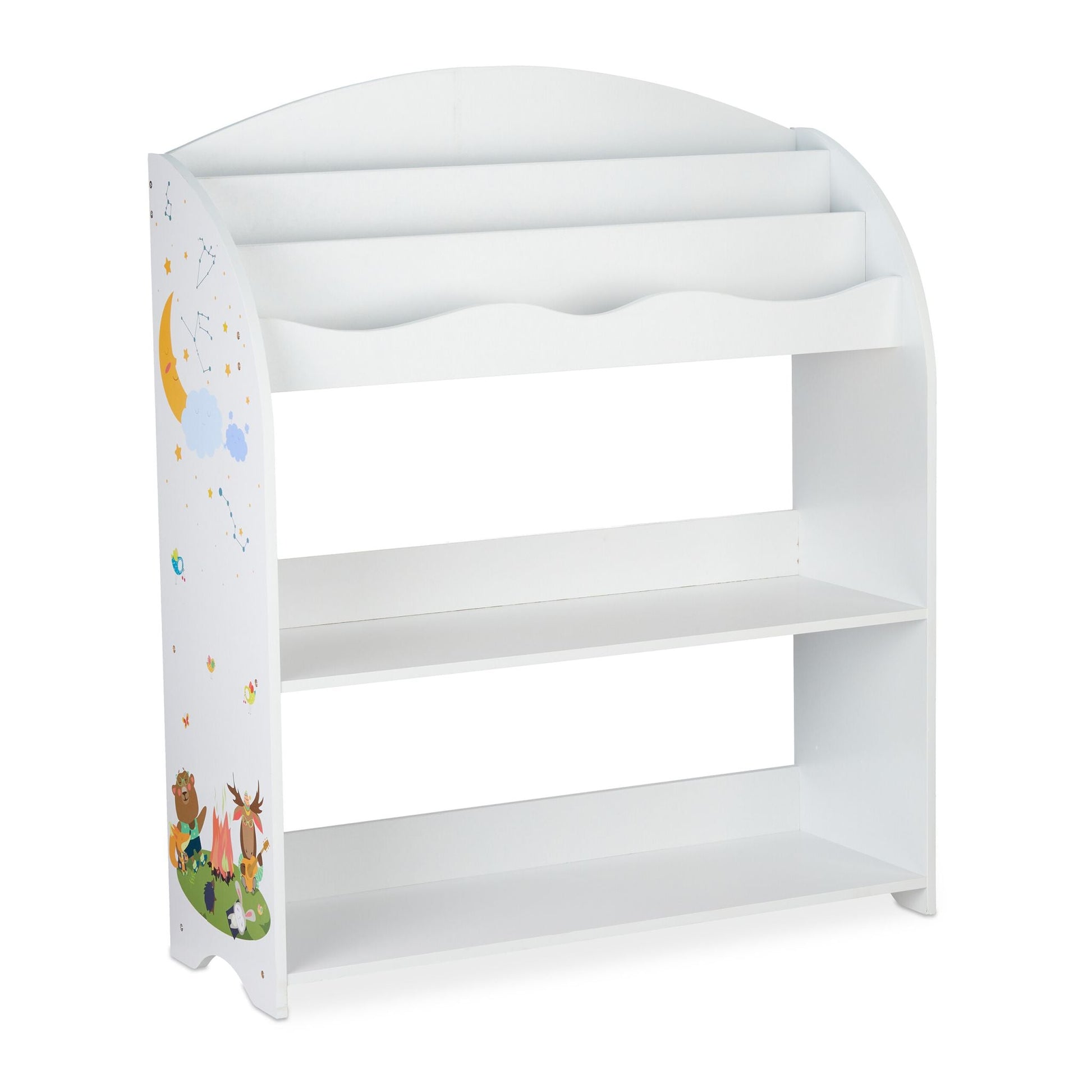 Kinderregal mit 4 Stoffboxen Weiss-Hellblau-Grau von Relaxdays