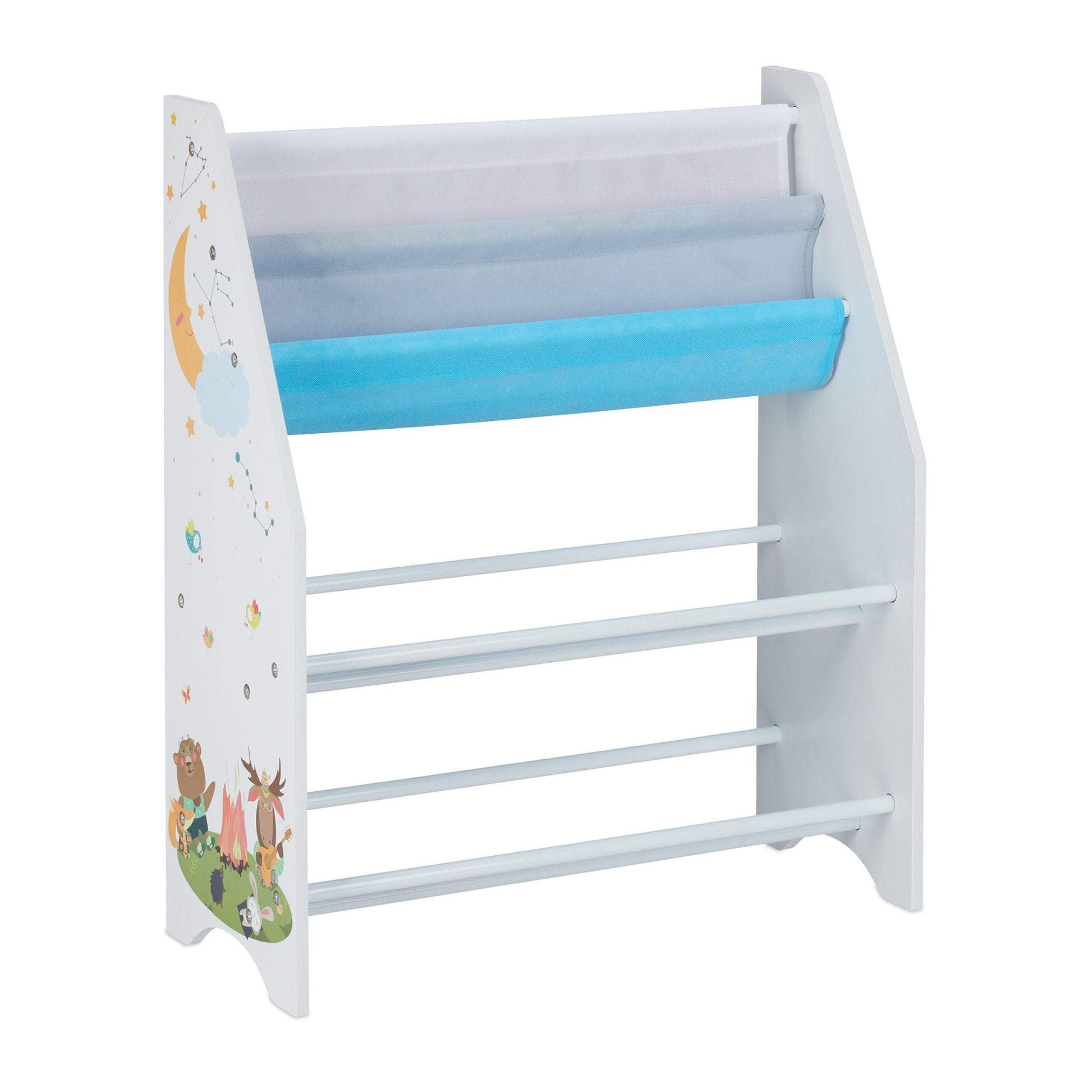 Kinderregal mit 6 Boxen & 2 Hängefächern Weiss-Hellblau-Grau von Relaxdays