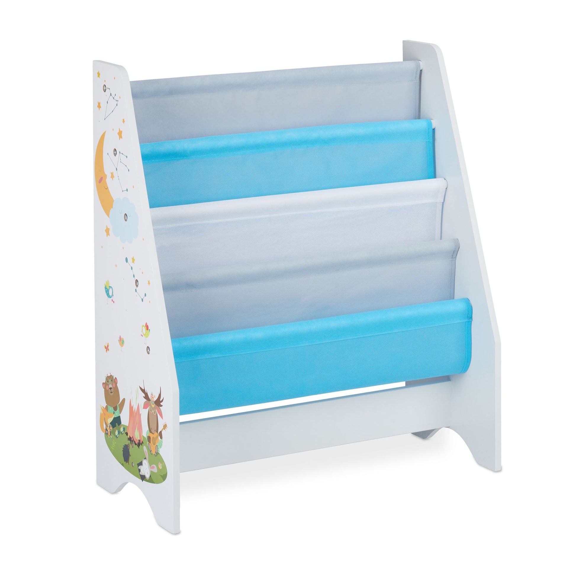 Kinder Bücherregal Weiss-Hellblau-Grau von Relaxdays