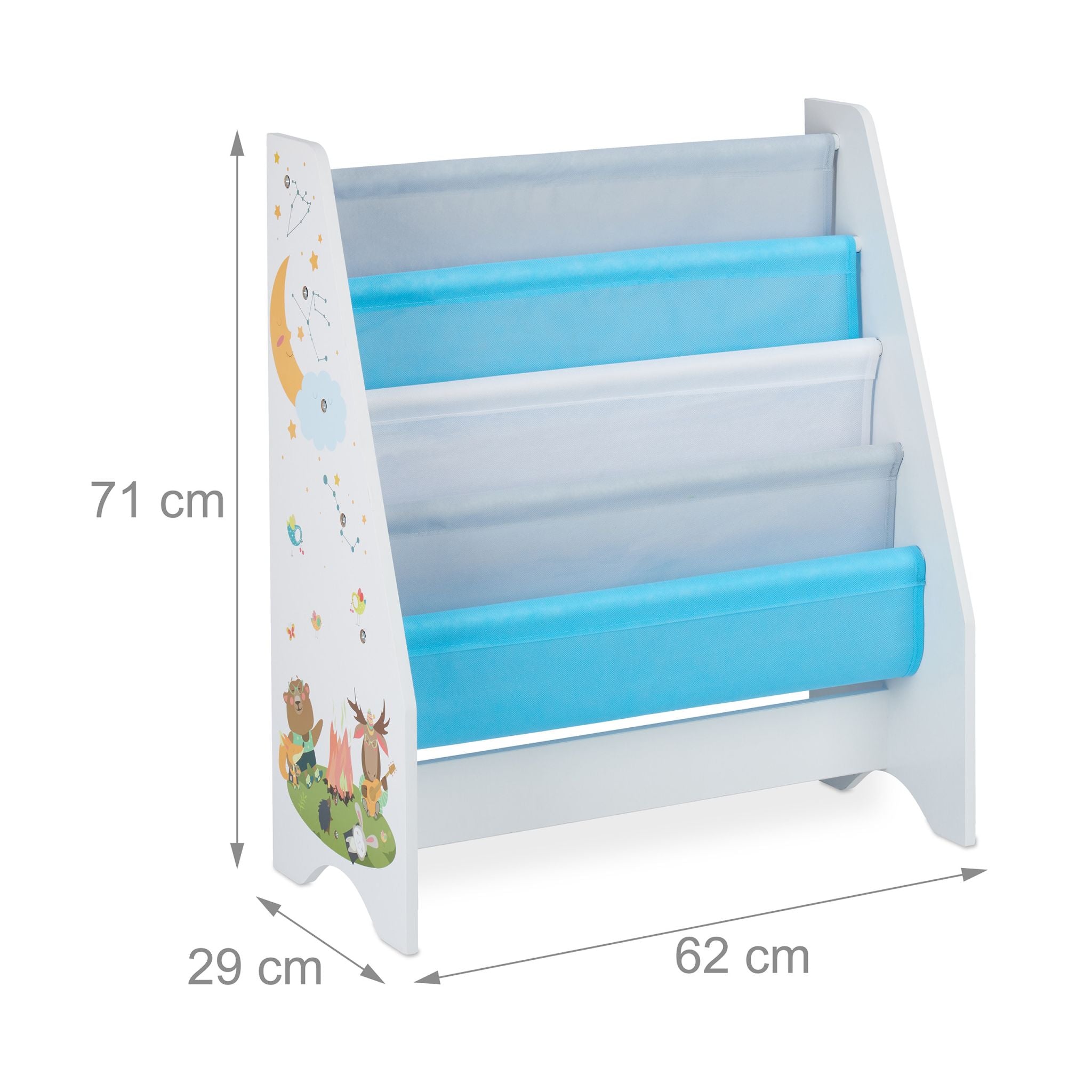 Kinder Bücherregal Weiss-Hellblau-Grau von Relaxdays