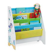 Kinder Bücherregal Weiss-Gelb-Hellblau von Relaxdays
