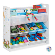 Kinderregal mit 10 Fächern und Motiv Weiss-Hellblau-Grau von Relaxdays