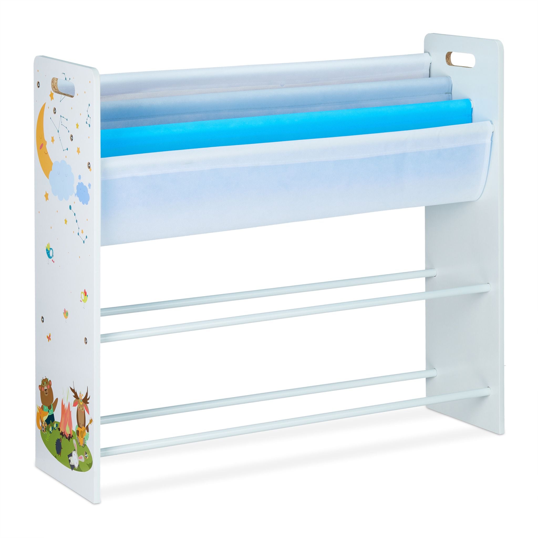 Kinderregal mit 10 Fächern und Motiv Weiss-Hellblau-Grau von Relaxdays