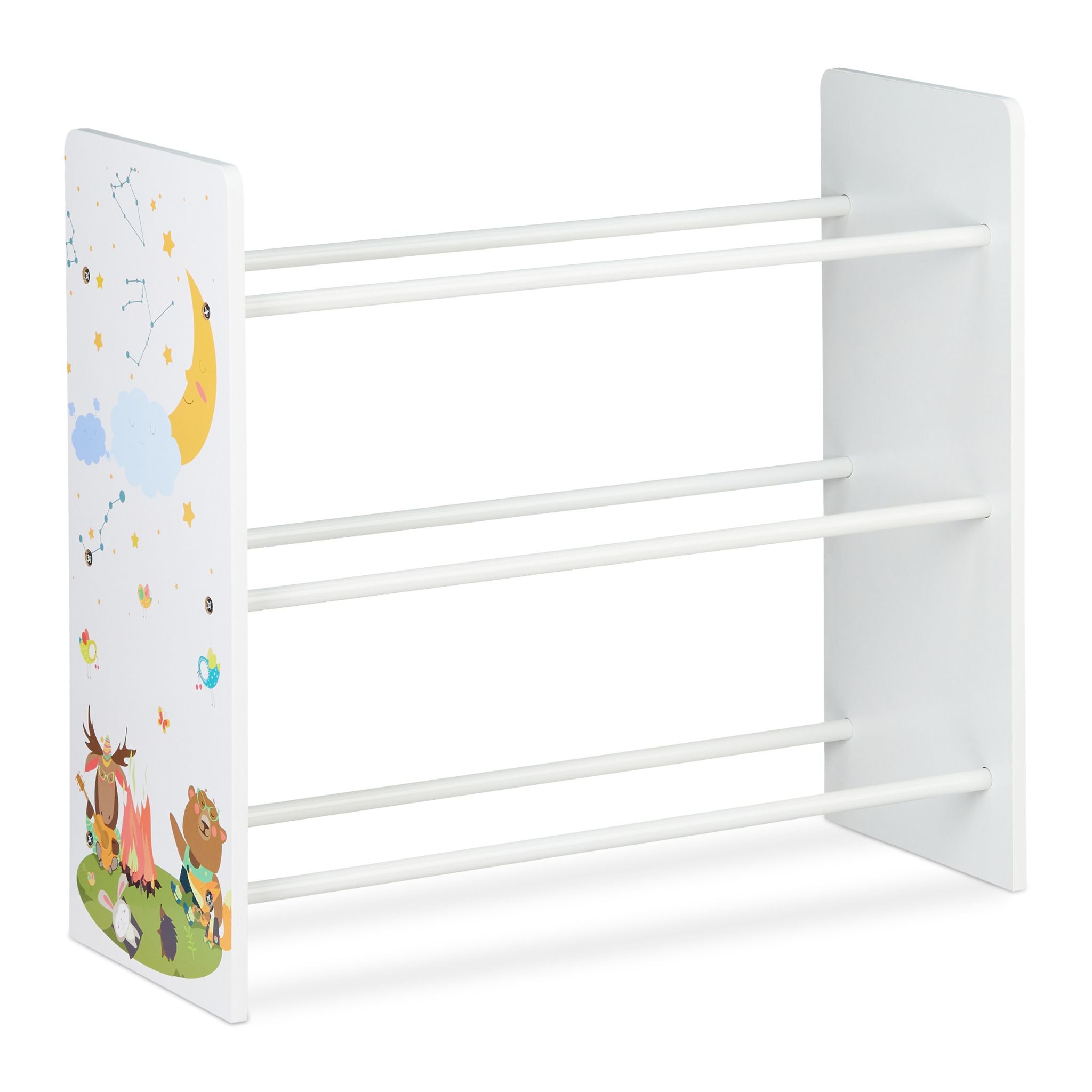 Kinderregal mit 9 Boxen und Motiv Weiss-Hellblau-Grau von Relaxdays