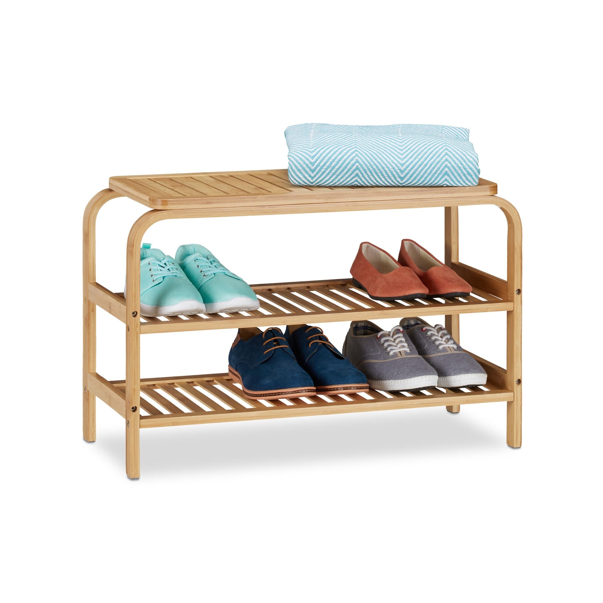 Schuhbank Bambus Hellbraun von Relaxdays