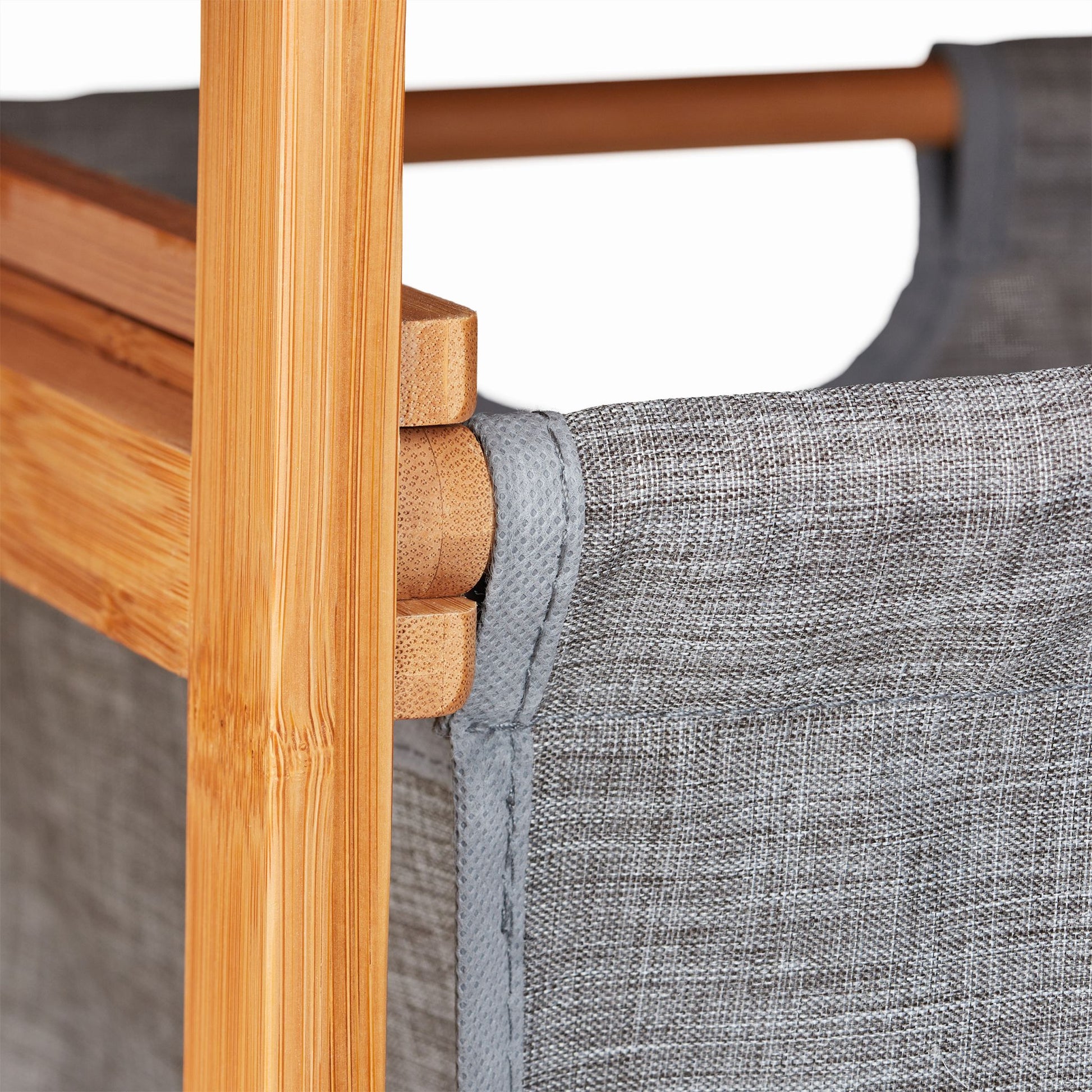 Badregal mit Wäschekorb Bambus Hellbraun-Grau von Relaxdays
