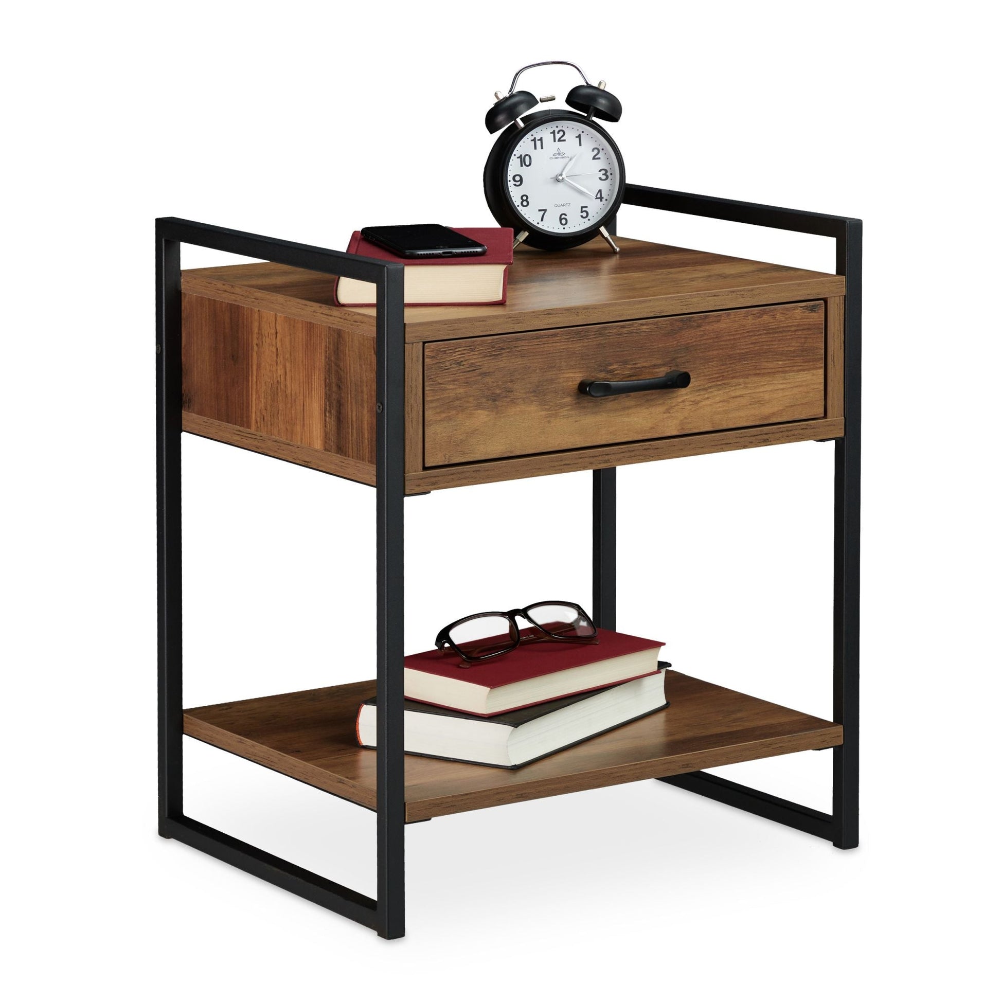 Nachttisch Industrial Braun-Schwarz von Relaxdays