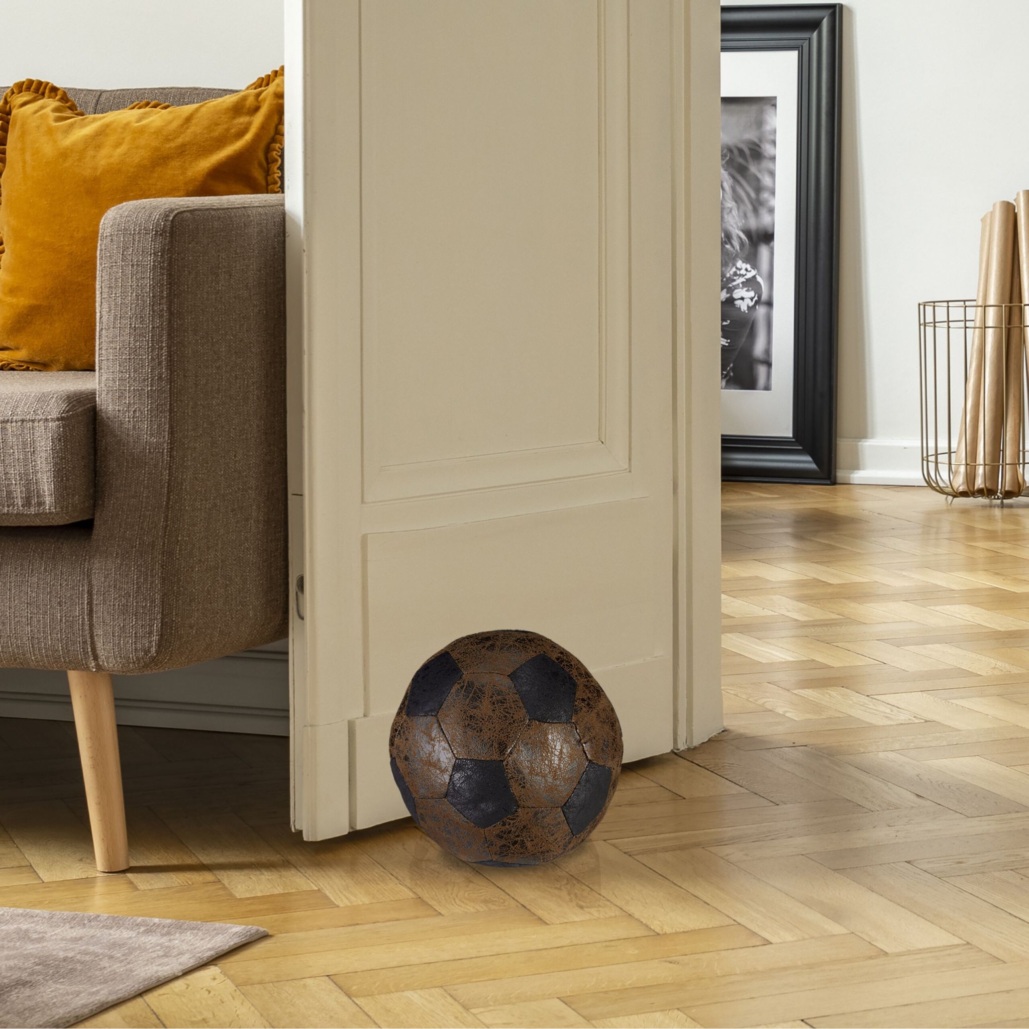 Türstopper Fussball Braun-Schwarz von Relaxdays