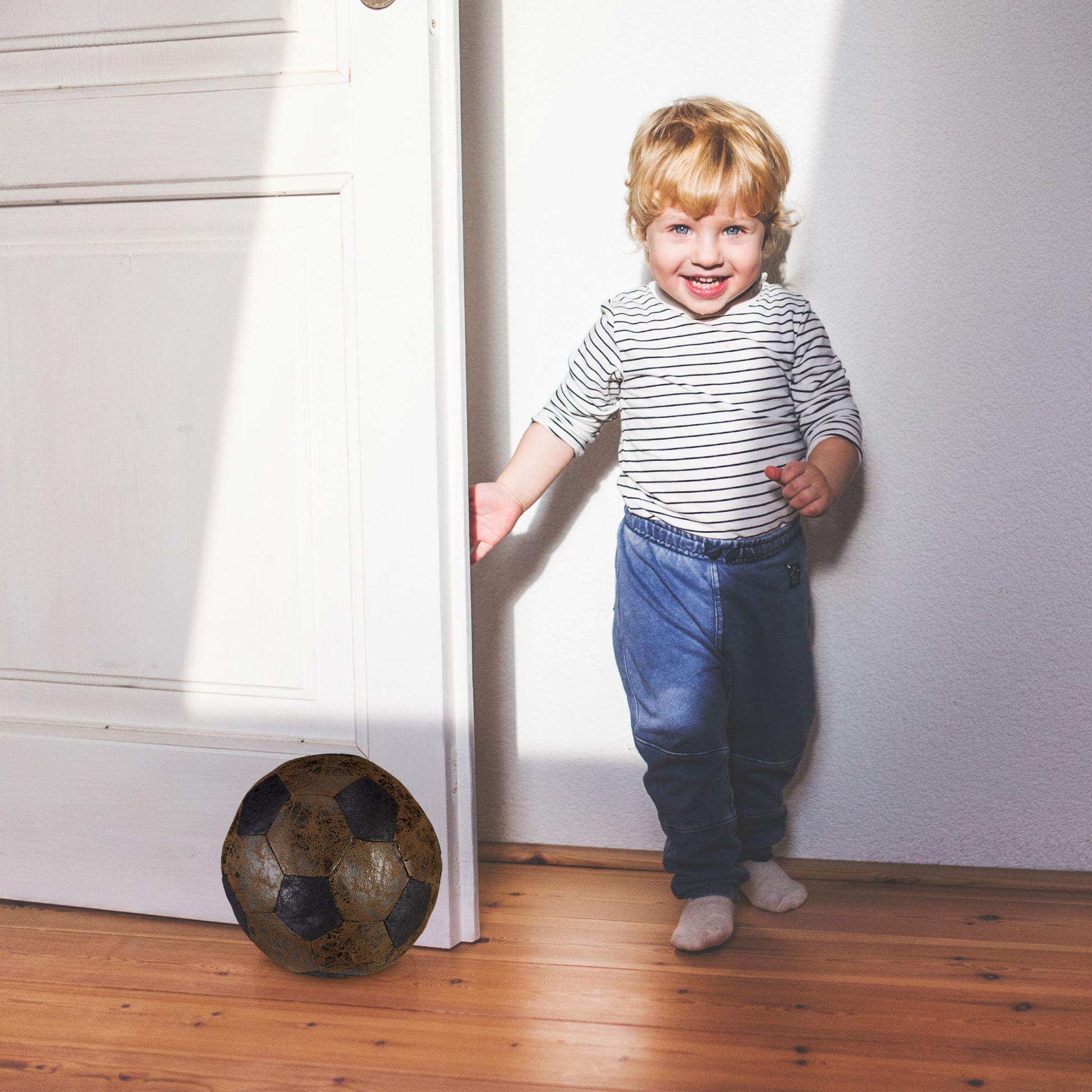 Türstopper Fussball Braun-Schwarz von Relaxdays