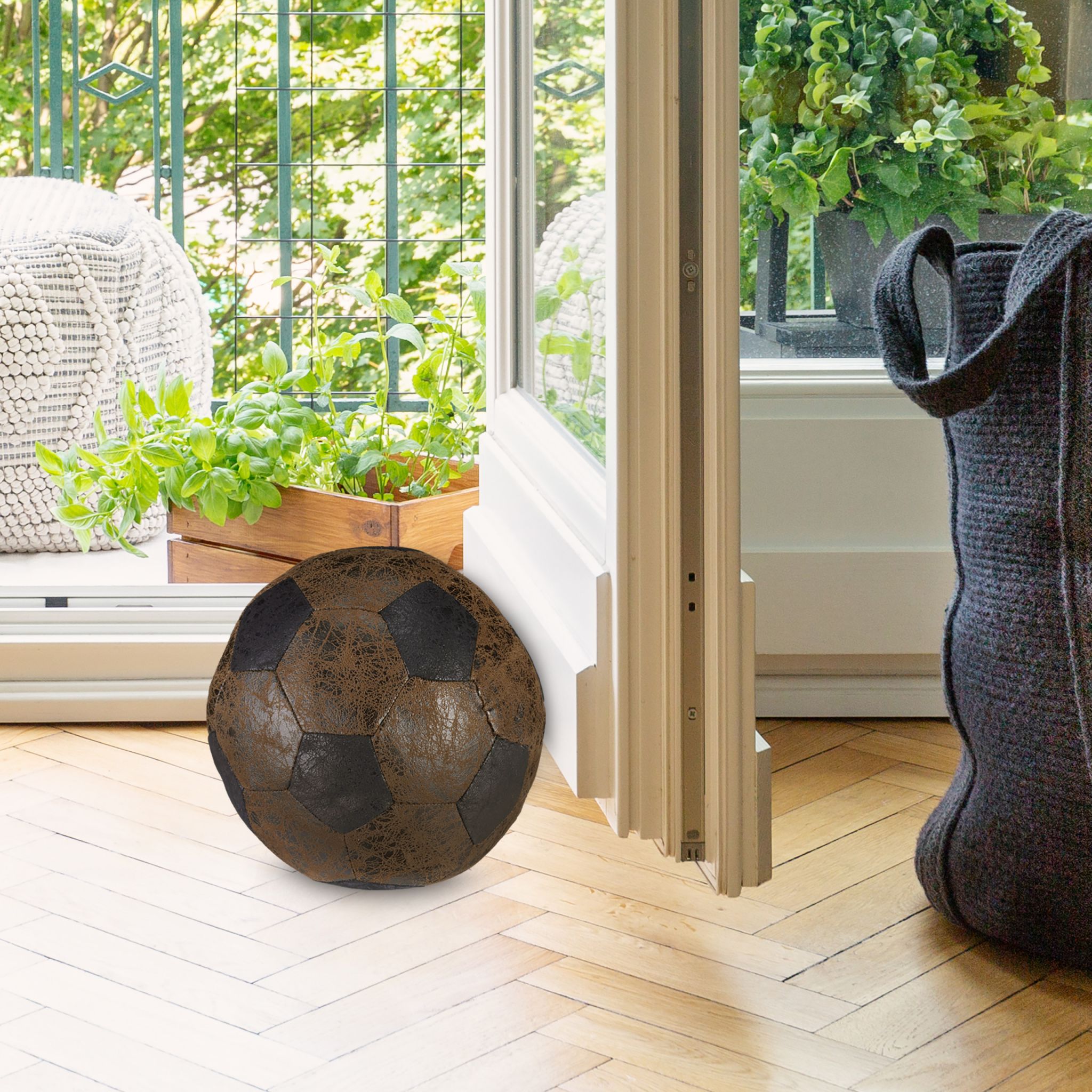 Türstopper Fussball Braun-Schwarz von Relaxdays