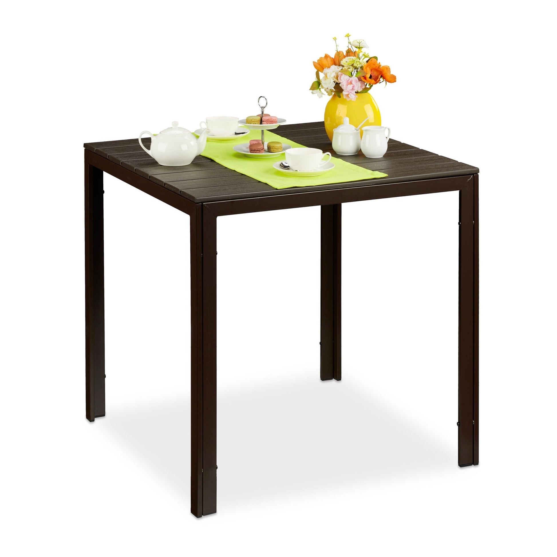 Quadratischer Gartentisch Holzoptik Braun von Relaxdays
