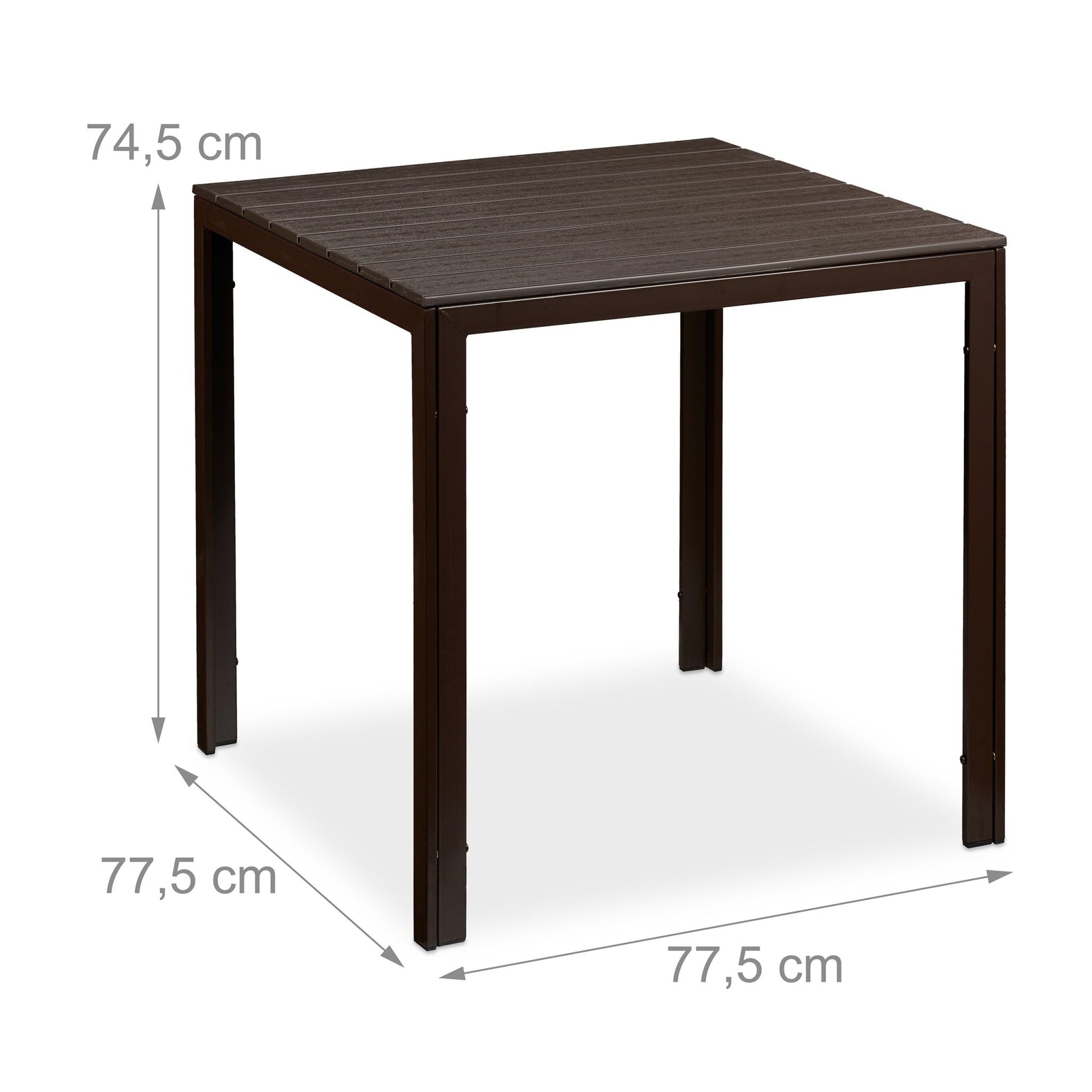 Quadratischer Gartentisch Holzoptik Braun von Relaxdays