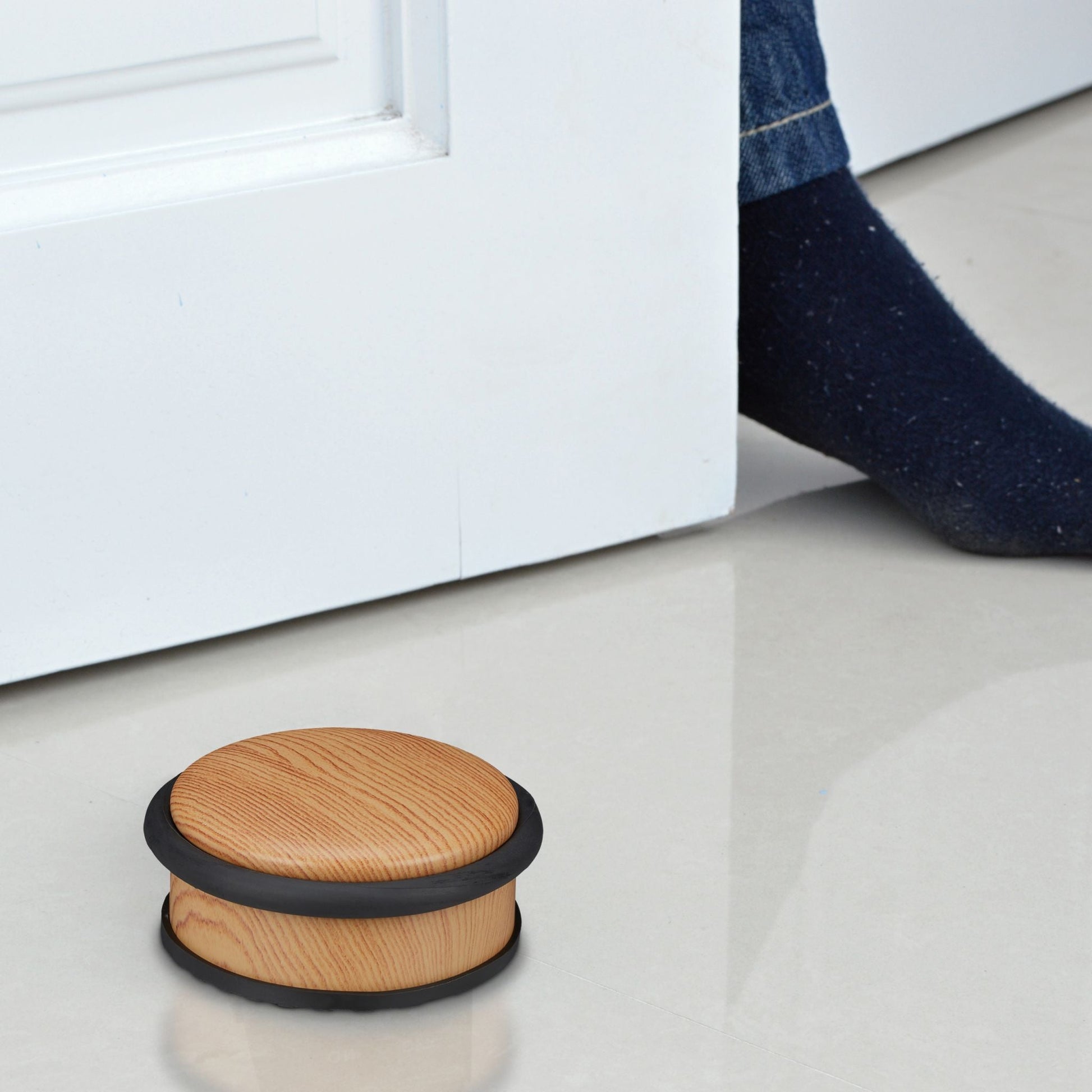 Türstopper Holzoptik Hellbraun-Schwarz von Relaxdays