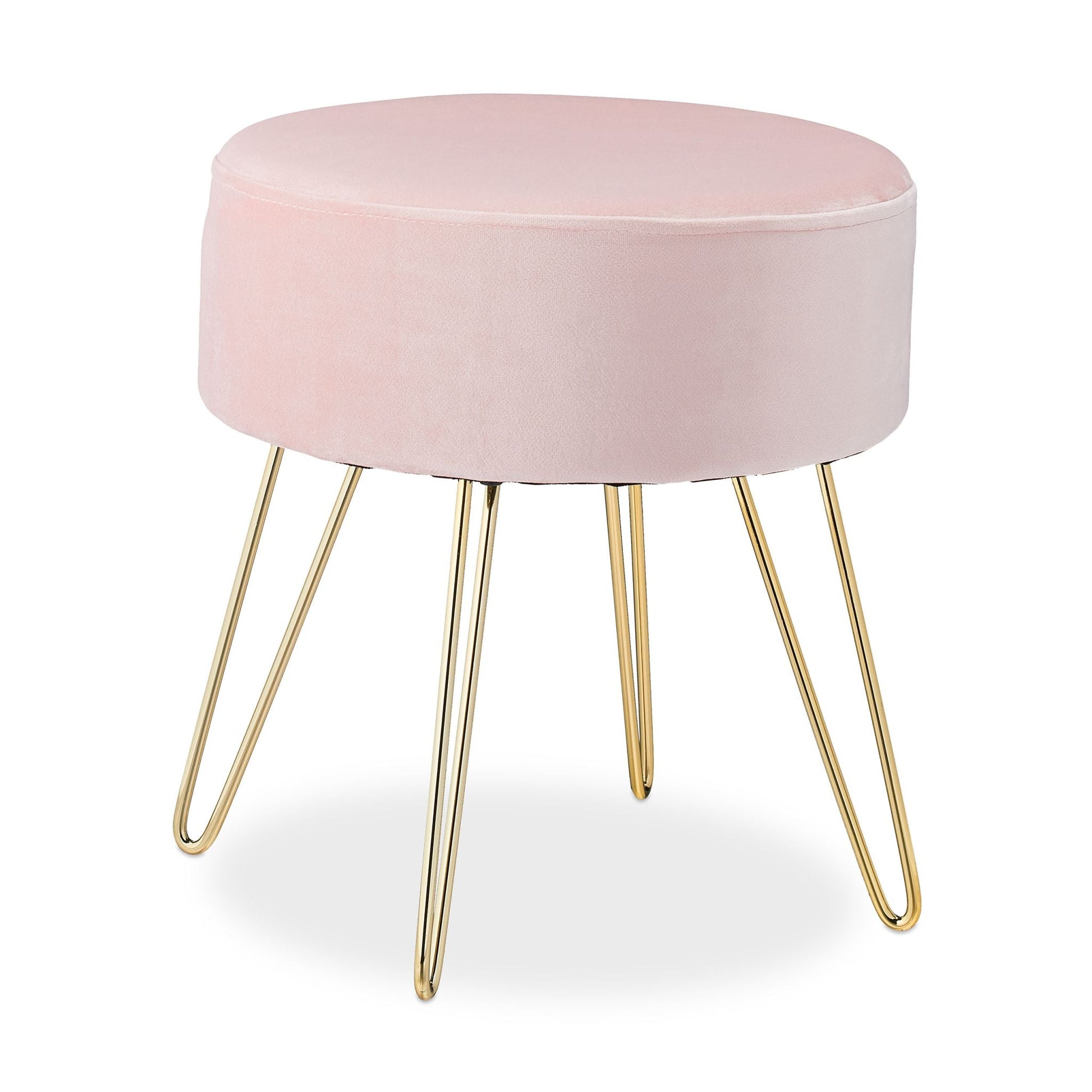 Samthocker mit Metallbeinen rosa Gold-Rosa von Relaxdays