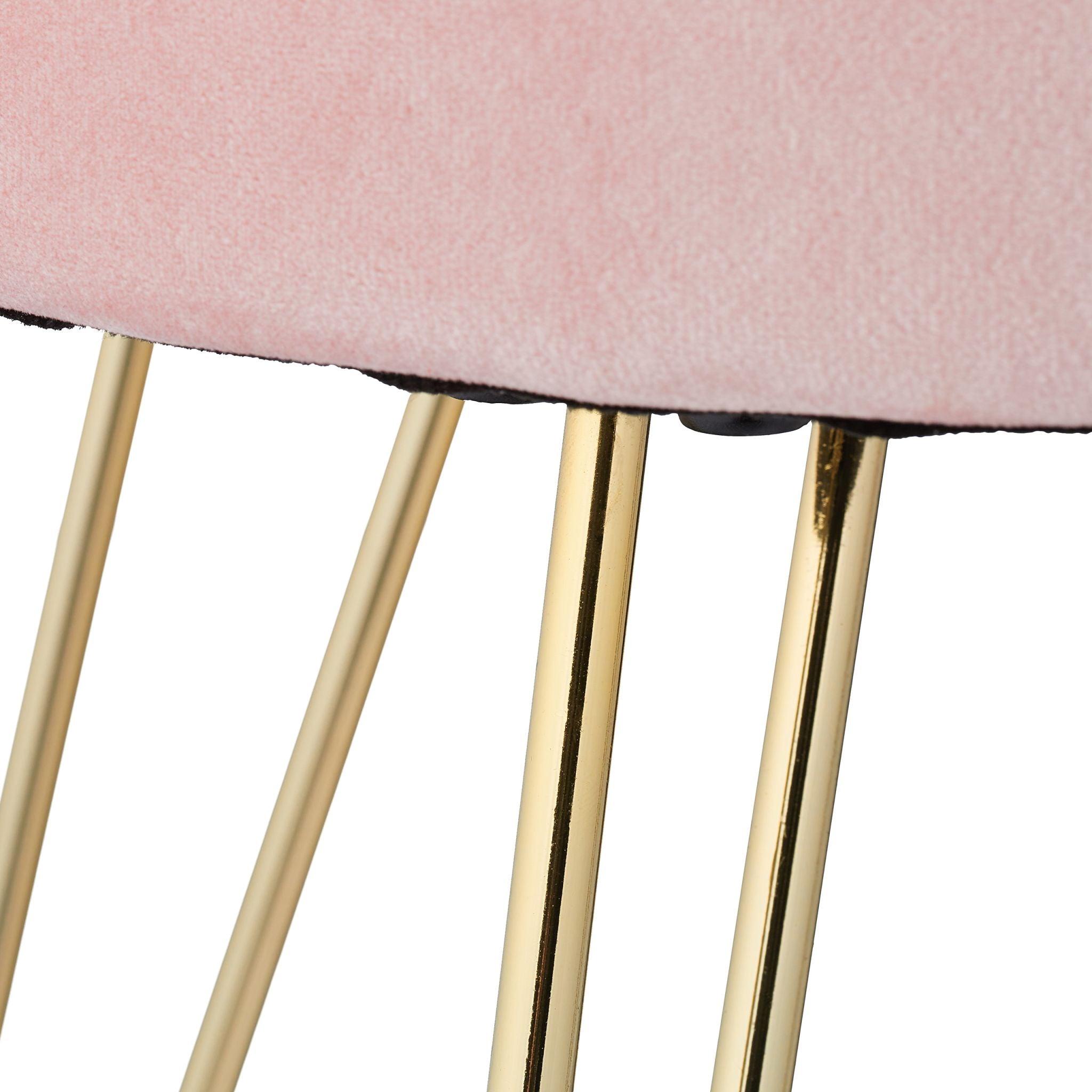Samthocker mit Metallbeinen rosa Gold-Rosa von Relaxdays