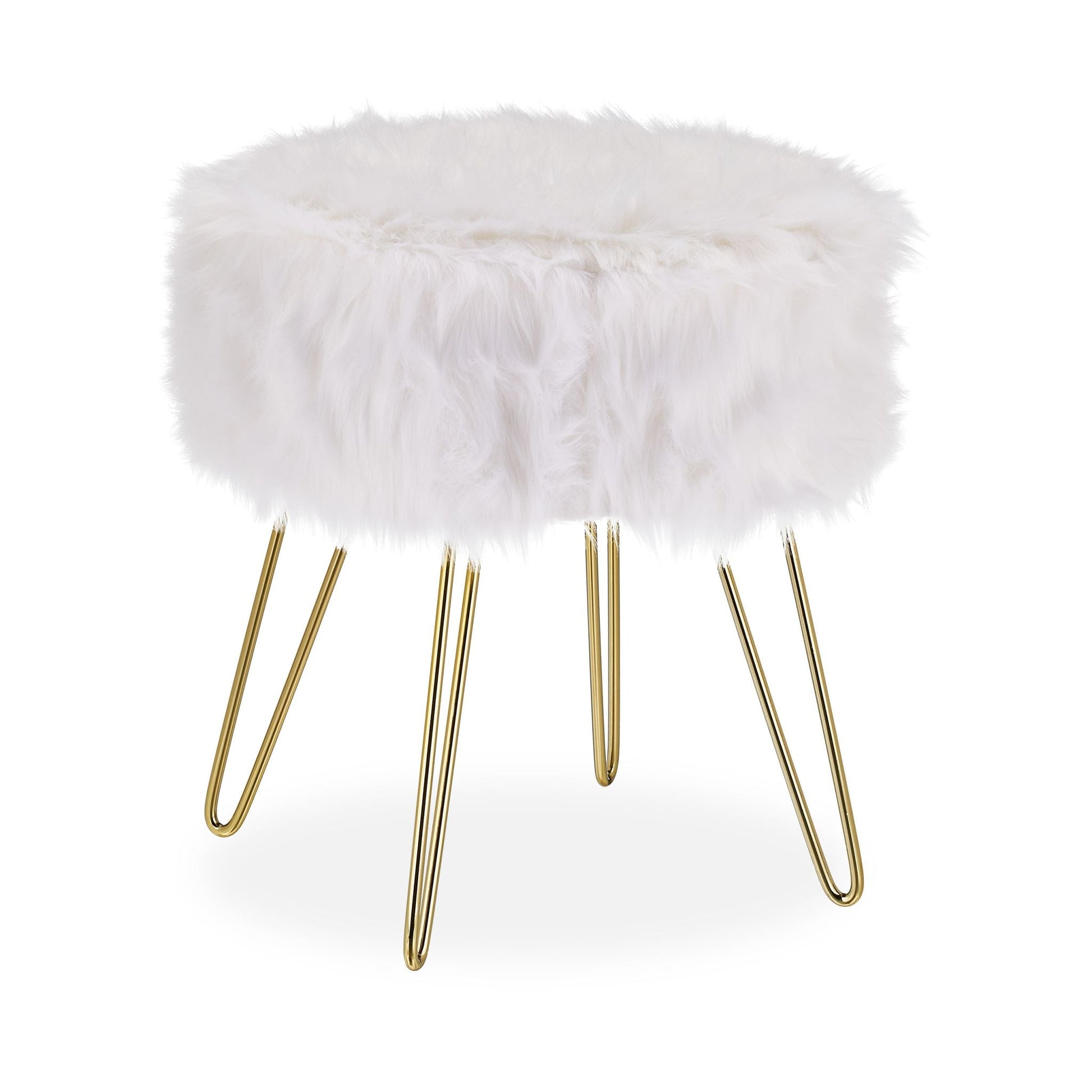 Fellhocker Kunstfell Weiss-Gold Weiss-Gold von Relaxdays