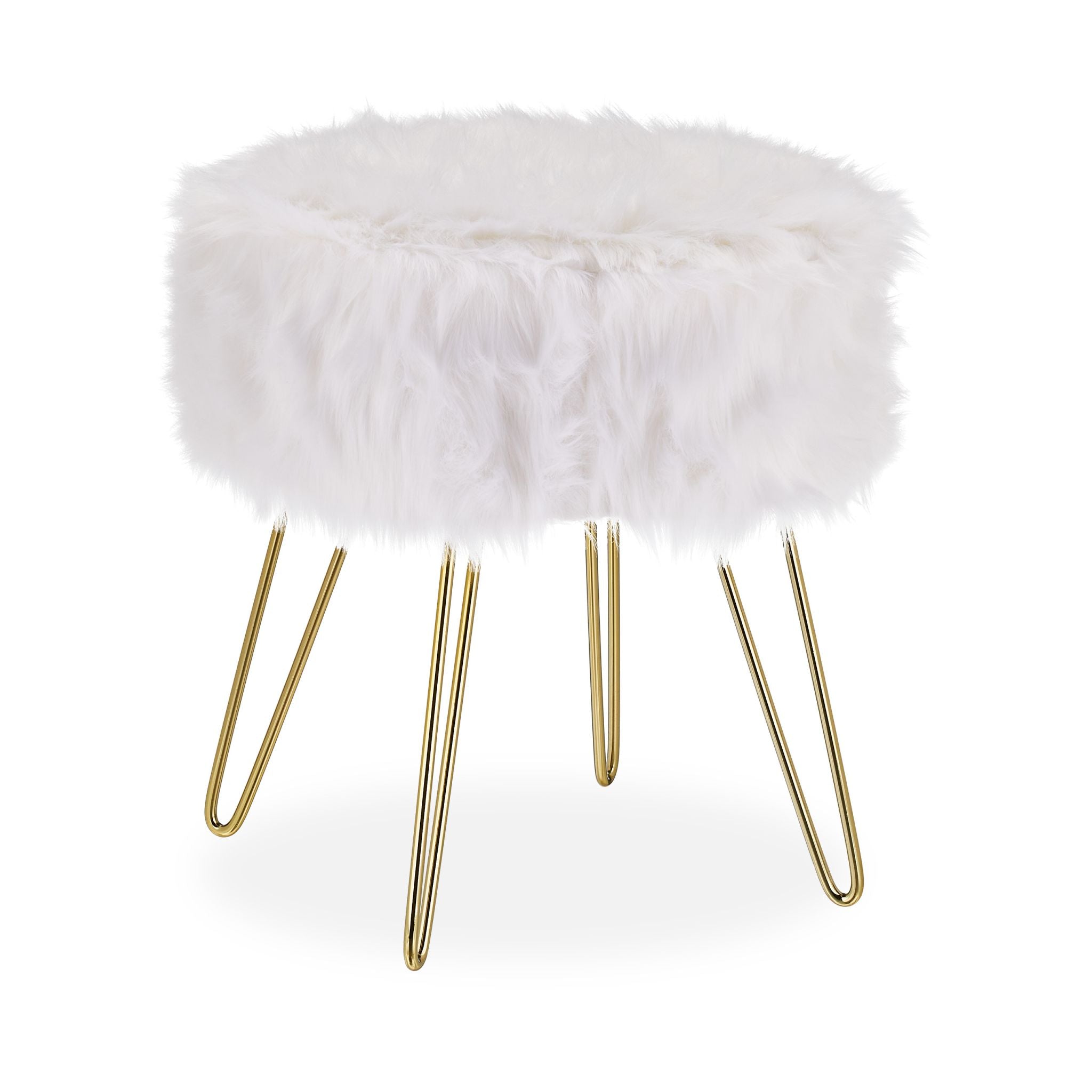 Fellhocker Kunstfell Weiss-Gold Weiss-Gold von Relaxdays