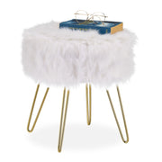 Fellhocker Kunstfell Weiss-Gold Weiss-Gold von Relaxdays