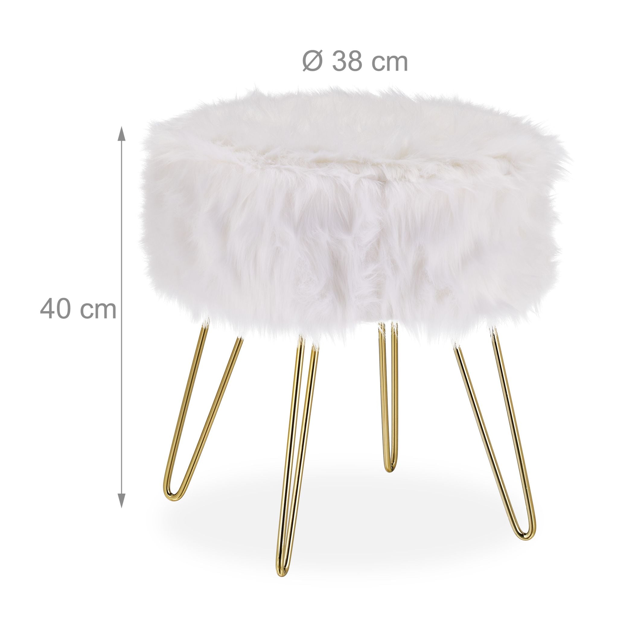 Fellhocker Kunstfell Weiss-Gold Weiss-Gold von Relaxdays