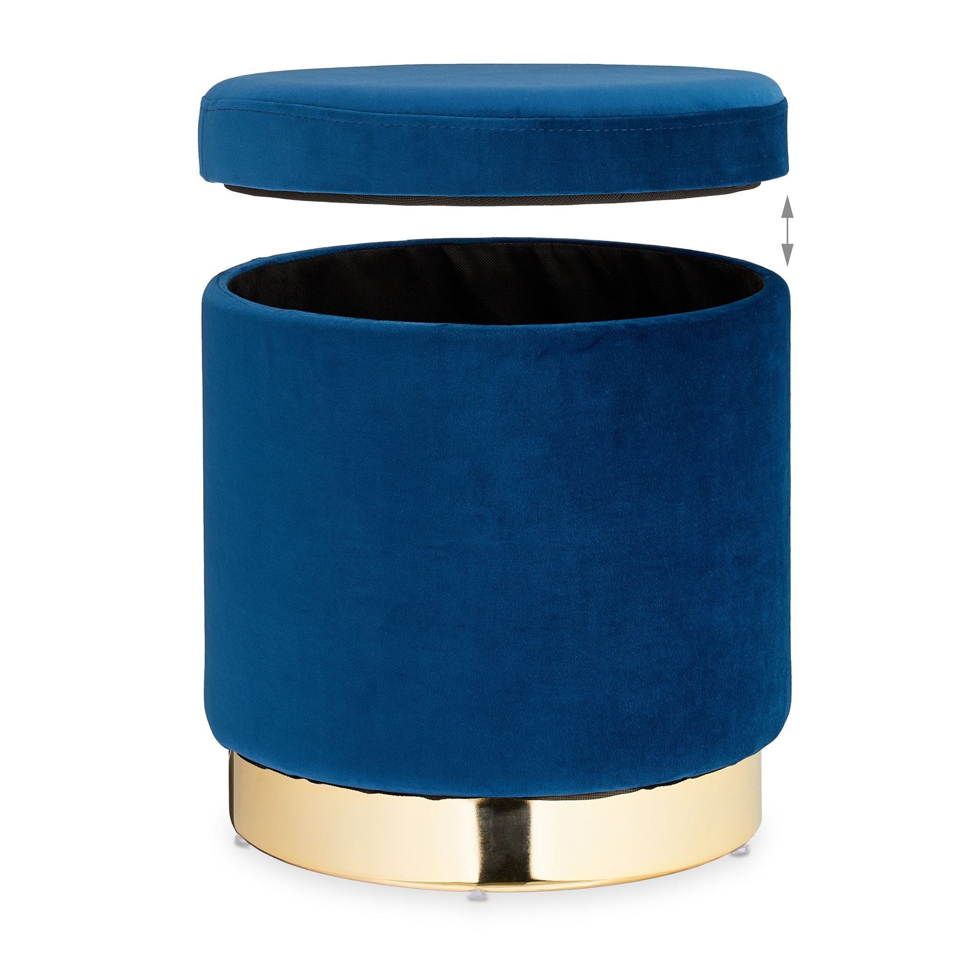 Samthocker mit Stauraum blau Dunkelblau-Gold von Relaxdays