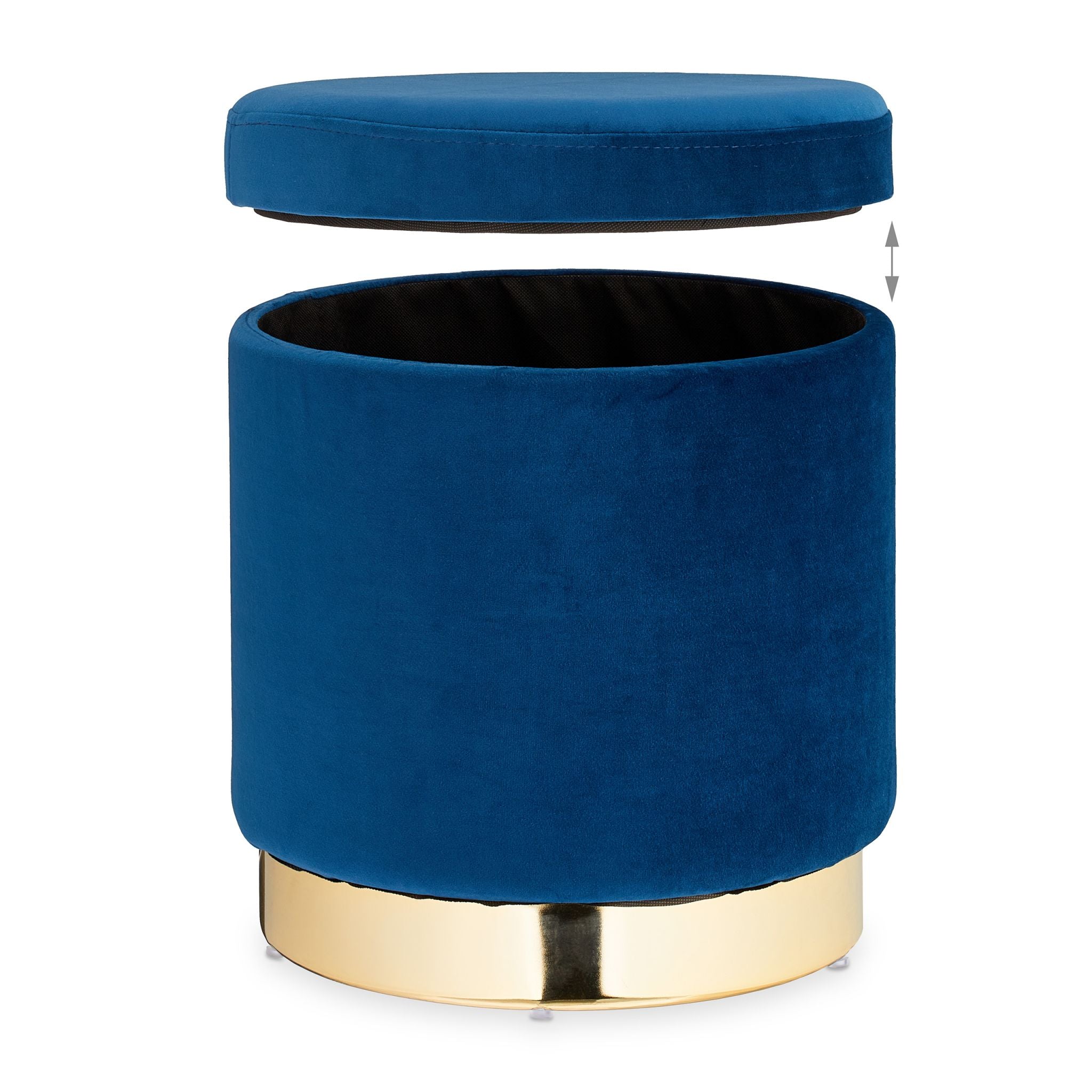 Samthocker mit Stauraum blau Dunkelblau-Gold von Relaxdays