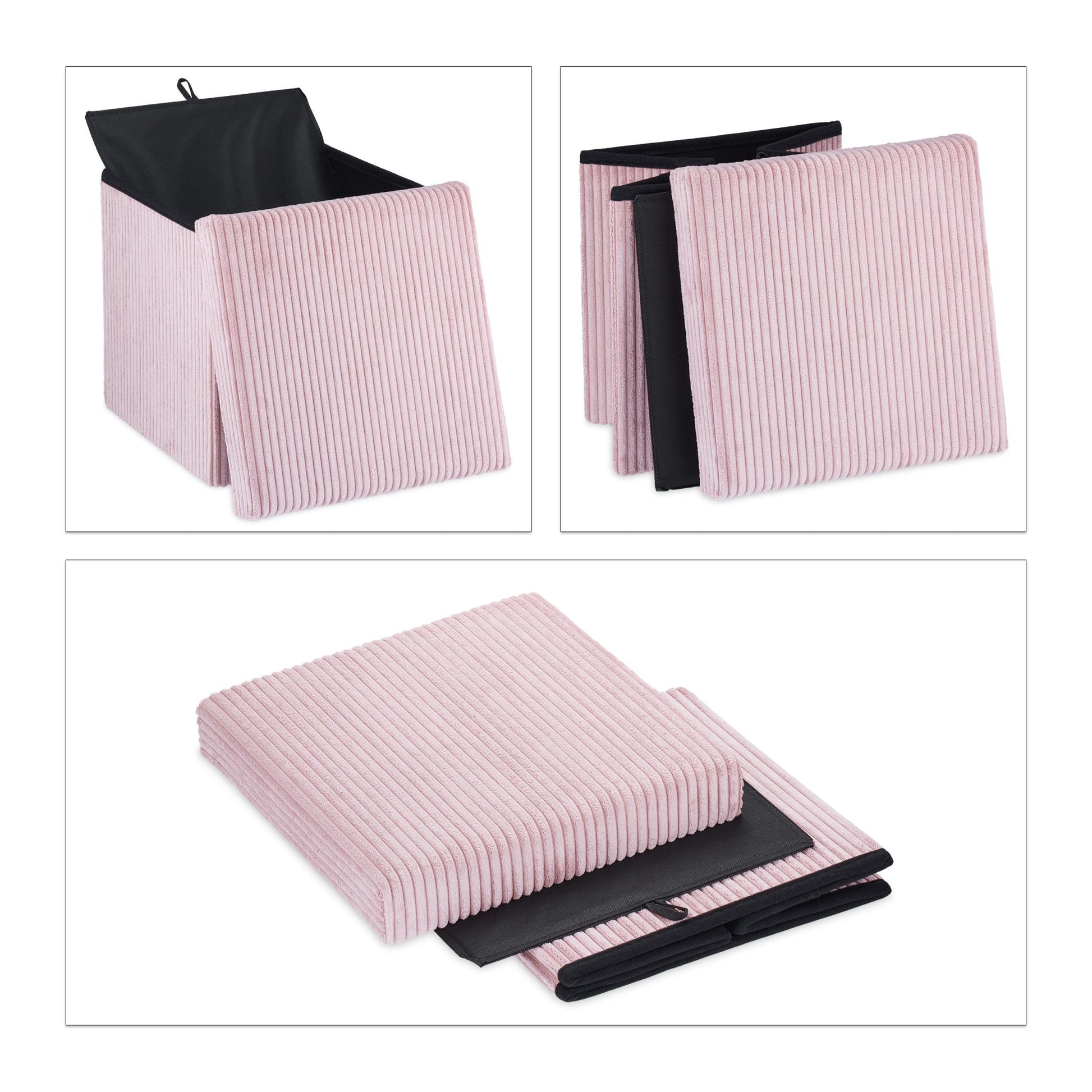Sitzwürfel faltbar Samt Rosa von Relaxdays
