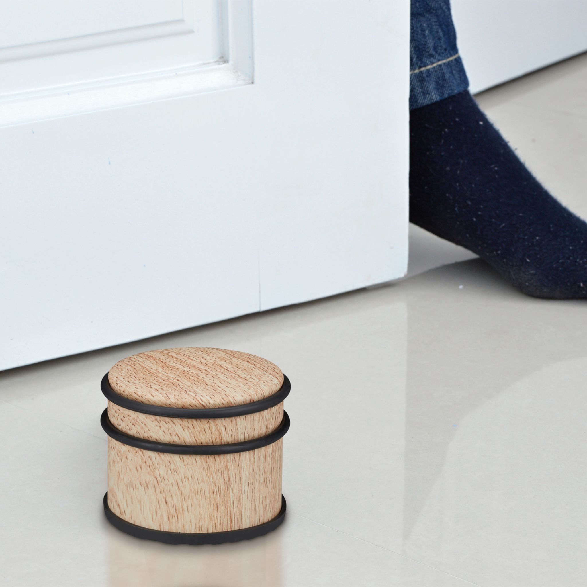 Türstopper Holzoptik hellbraun Hellbraun-Schwarz von Relaxdays