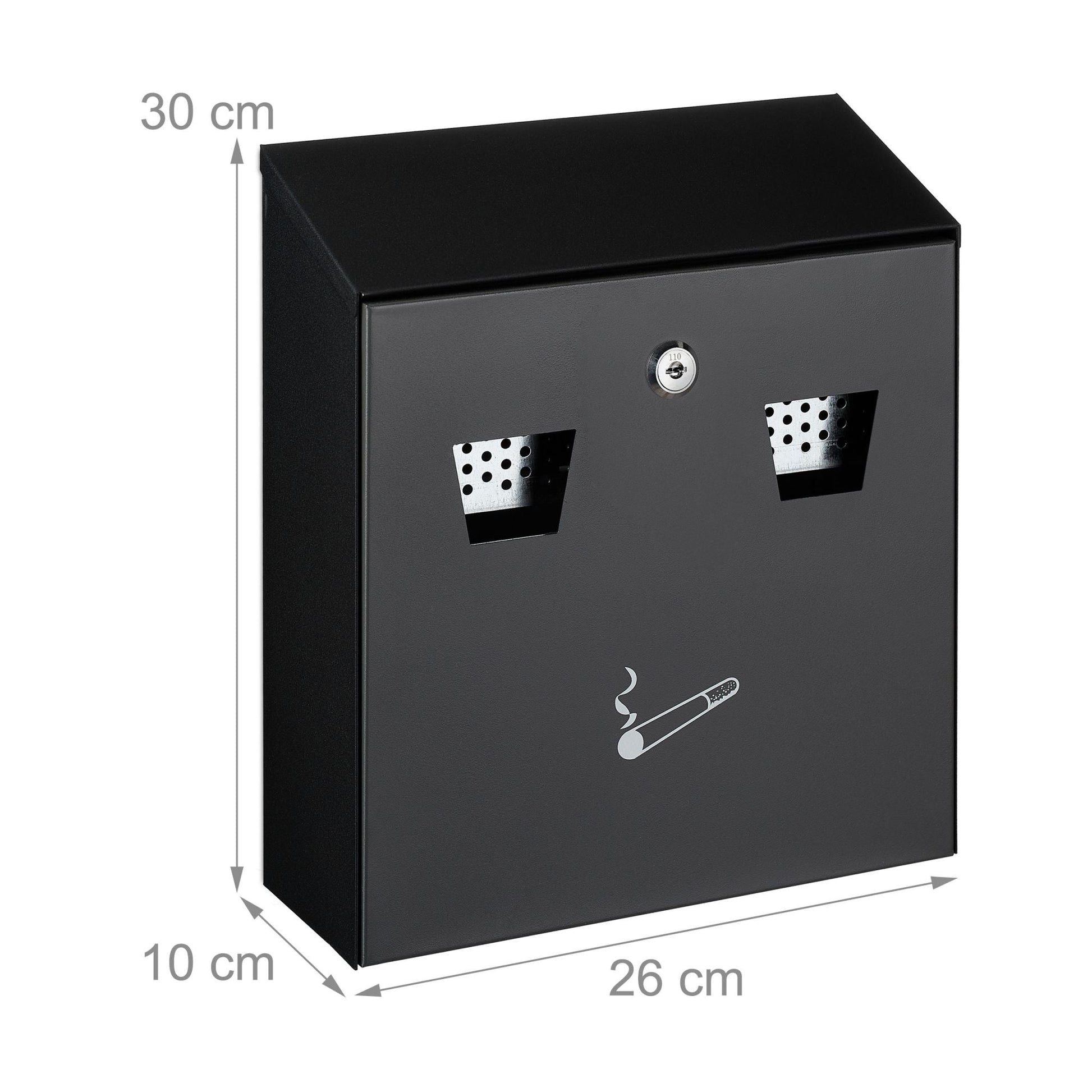 Wandaschenbecher für senbereich Schwarz-Silber von Relaxdays