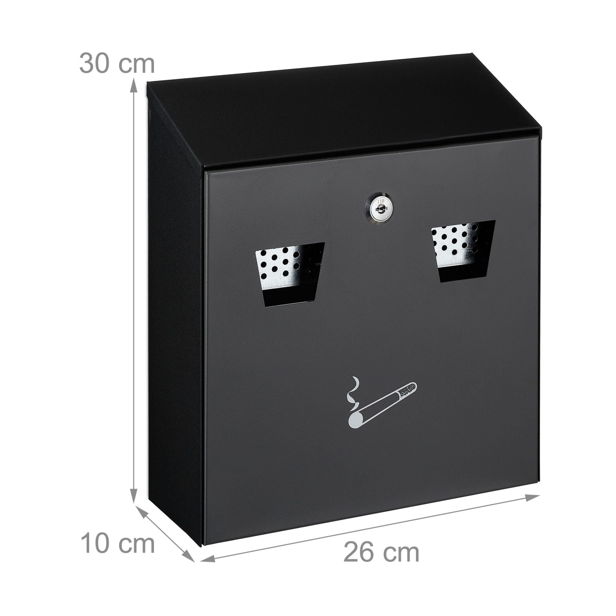 Wandaschenbecher für senbereich Schwarz-Silber von Relaxdays