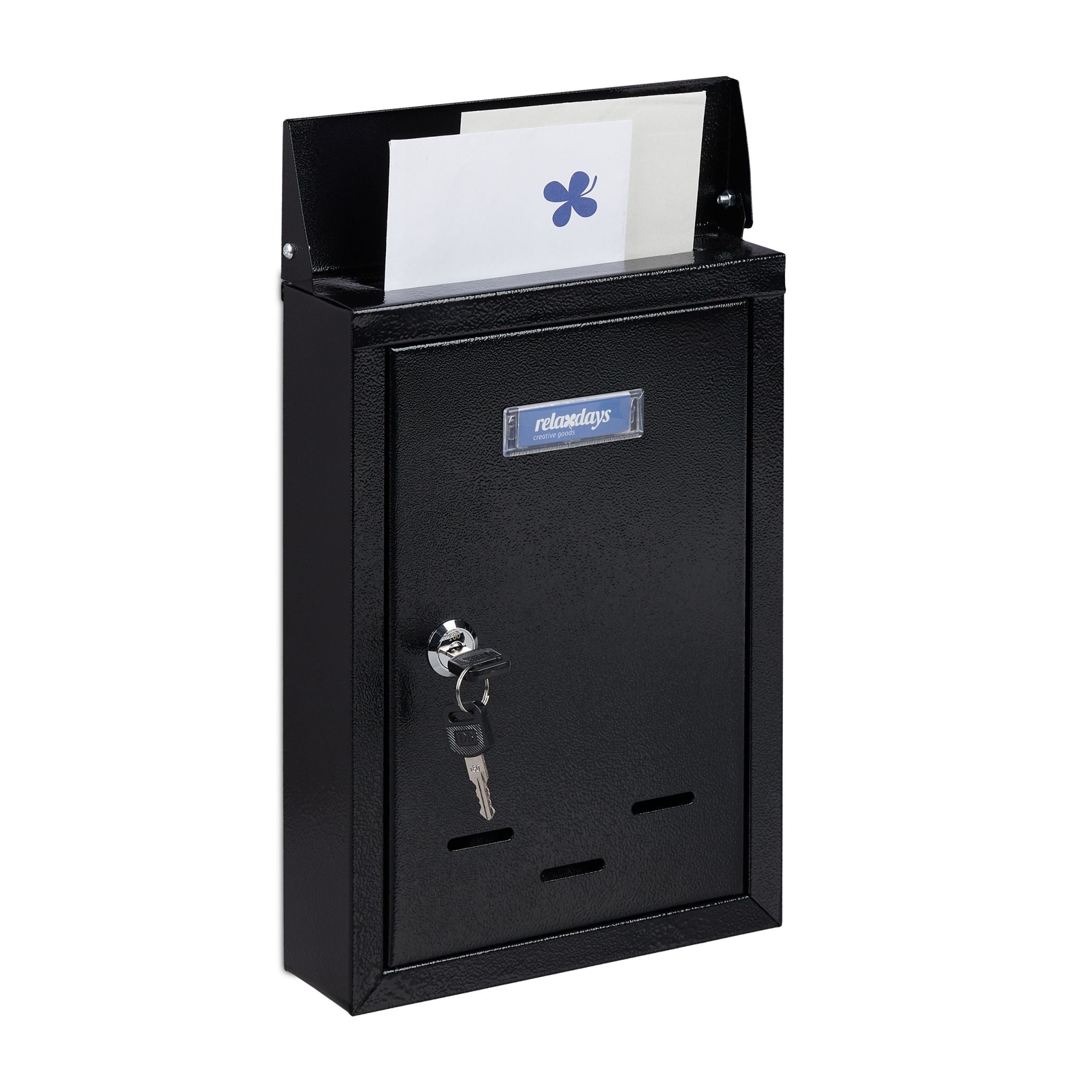 Briefkasten mit Namensschild Schwarz von Relaxdays