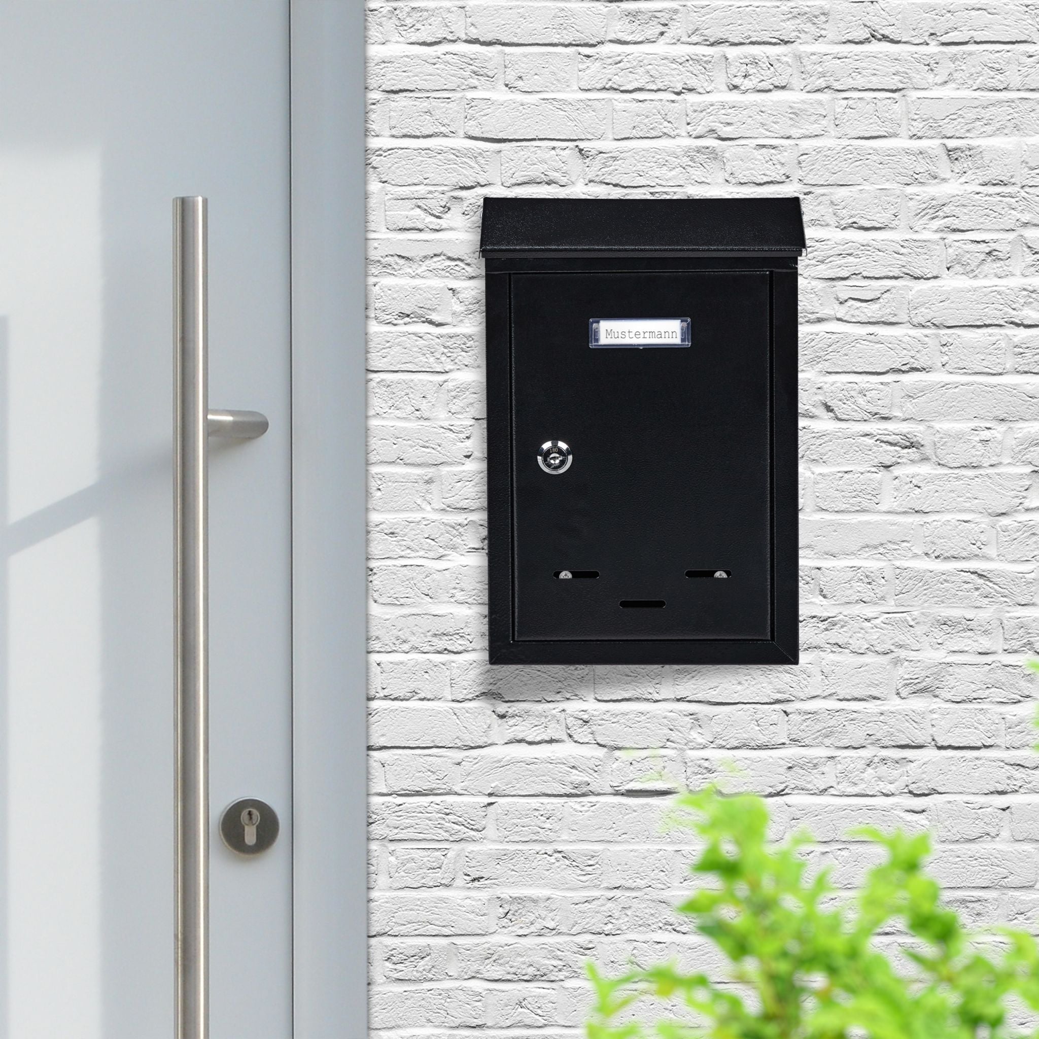 Briefkasten mit Namensschild Schwarz von Relaxdays
