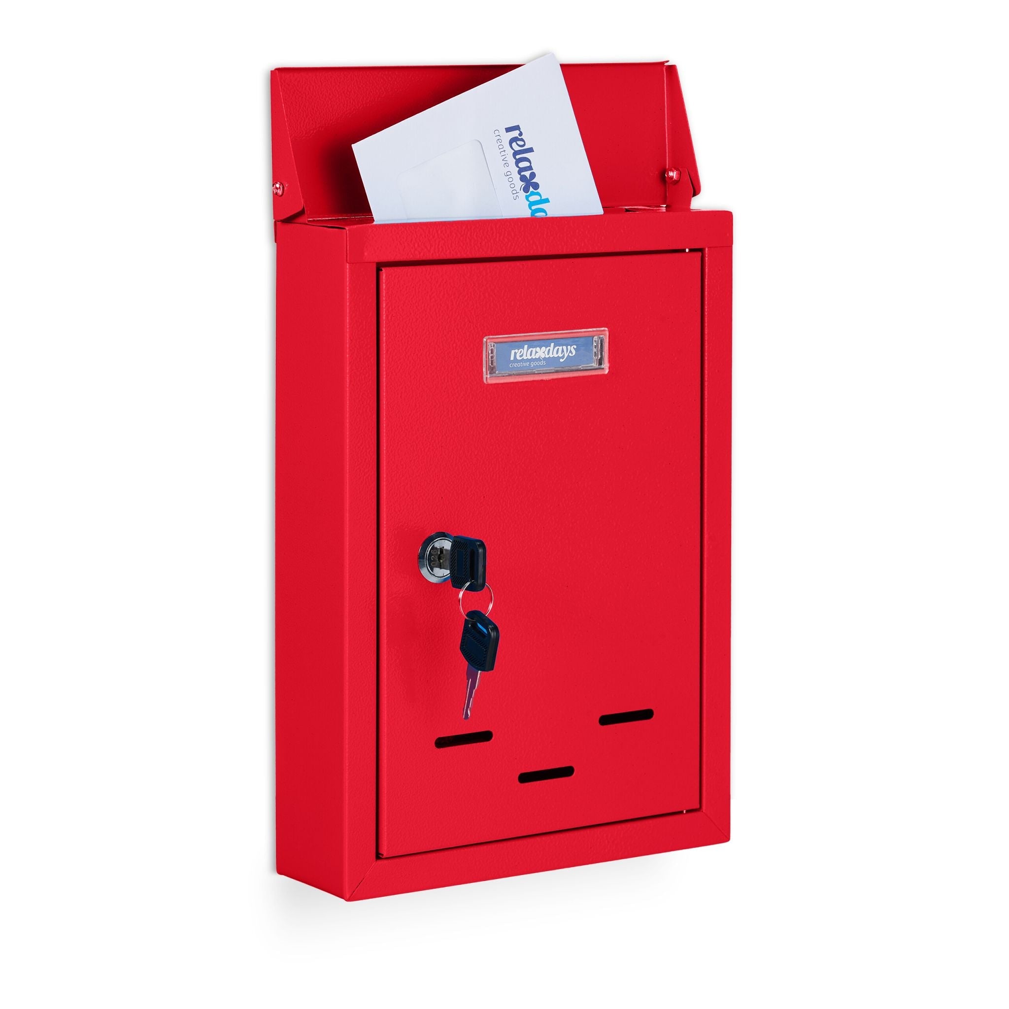 Briefkasten mit Namensschild Rot von Relaxdays