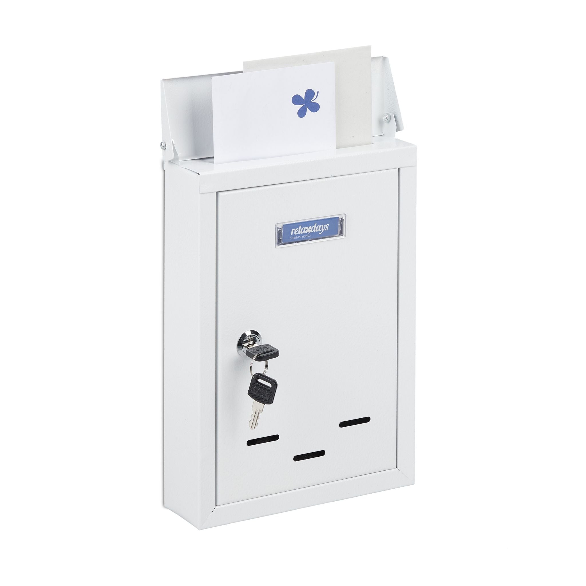 Briefkasten mit Namensschild Weiss von Relaxdays
