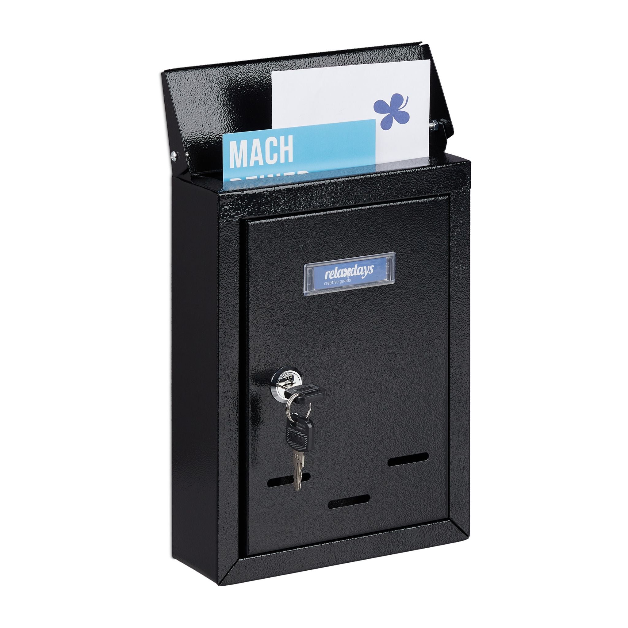 Briefkasten mit Namensschild Schwarz von Relaxdays